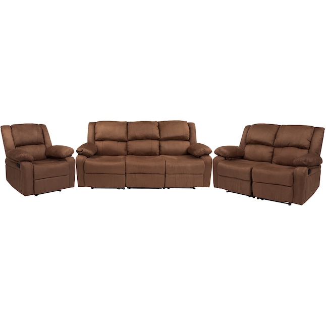 Flash Furniture Harmony Series Modern, Brown Microfiber Sofa Set