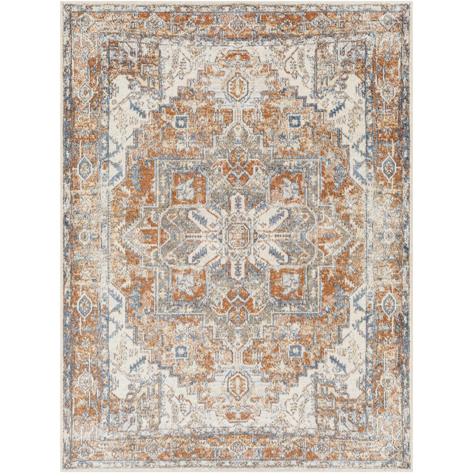 Livabliss LLL2302-537 Lillian 5 x 8 (ft) Polyester Charcoal/Dark Brown Rectangular Indoor Medallion Vintage Machine washable Area rug