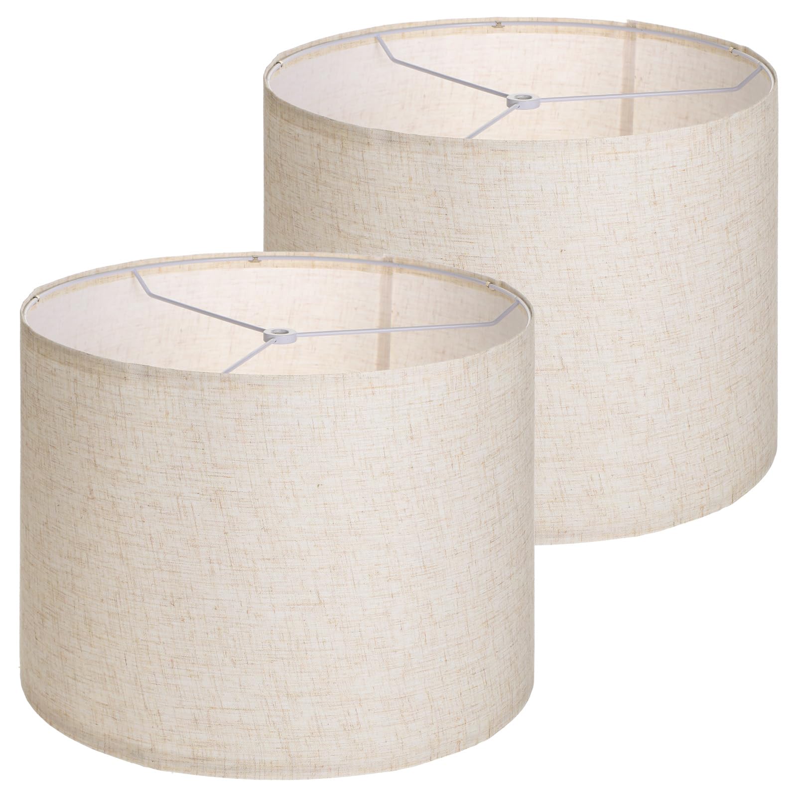 JVFCXXV -  Beige Linen Drum Lamp Shades Set Two Pieces Large Size for Table and Floor Lamps 13 in...