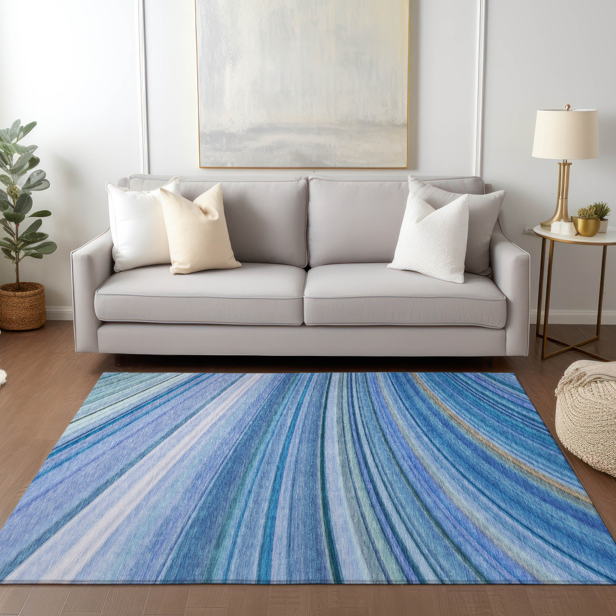 Addison Rugs ACN585BU10X14 Chantille ACN585BU 10 x 14 (ft) Polyester Blue Rectangular Indoor/Outdoor Geometric Machine washable Area rug