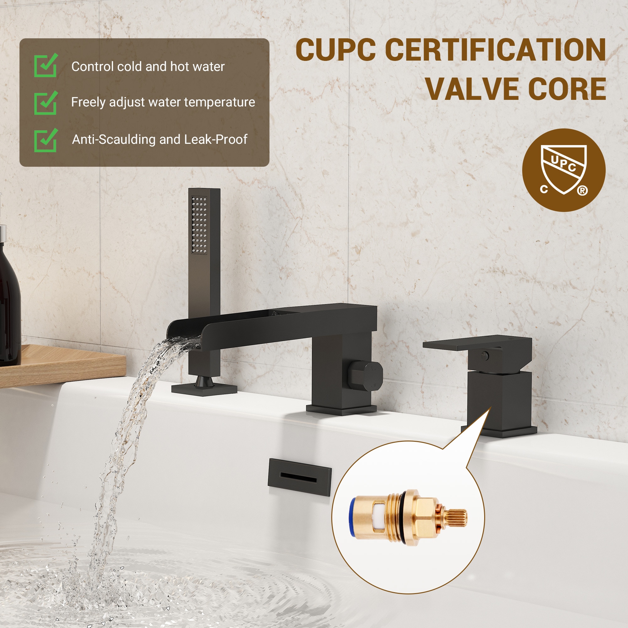 CASAINC CA-H4342-MB Roman-Tub-Faucets - View #8