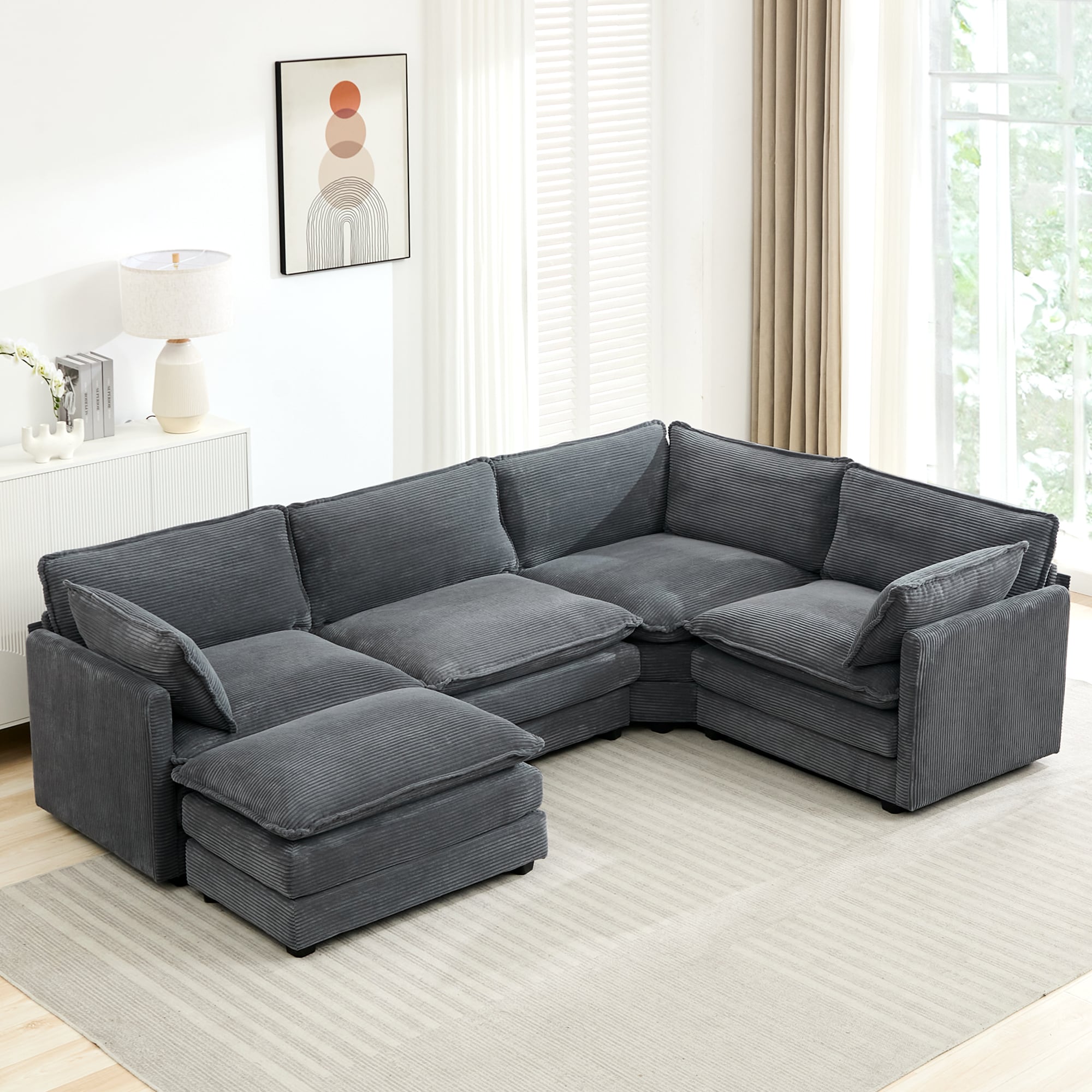 VOUA SAF-XNECW3-BL 113-in Casual Dark gray 5 -seater Sectional
