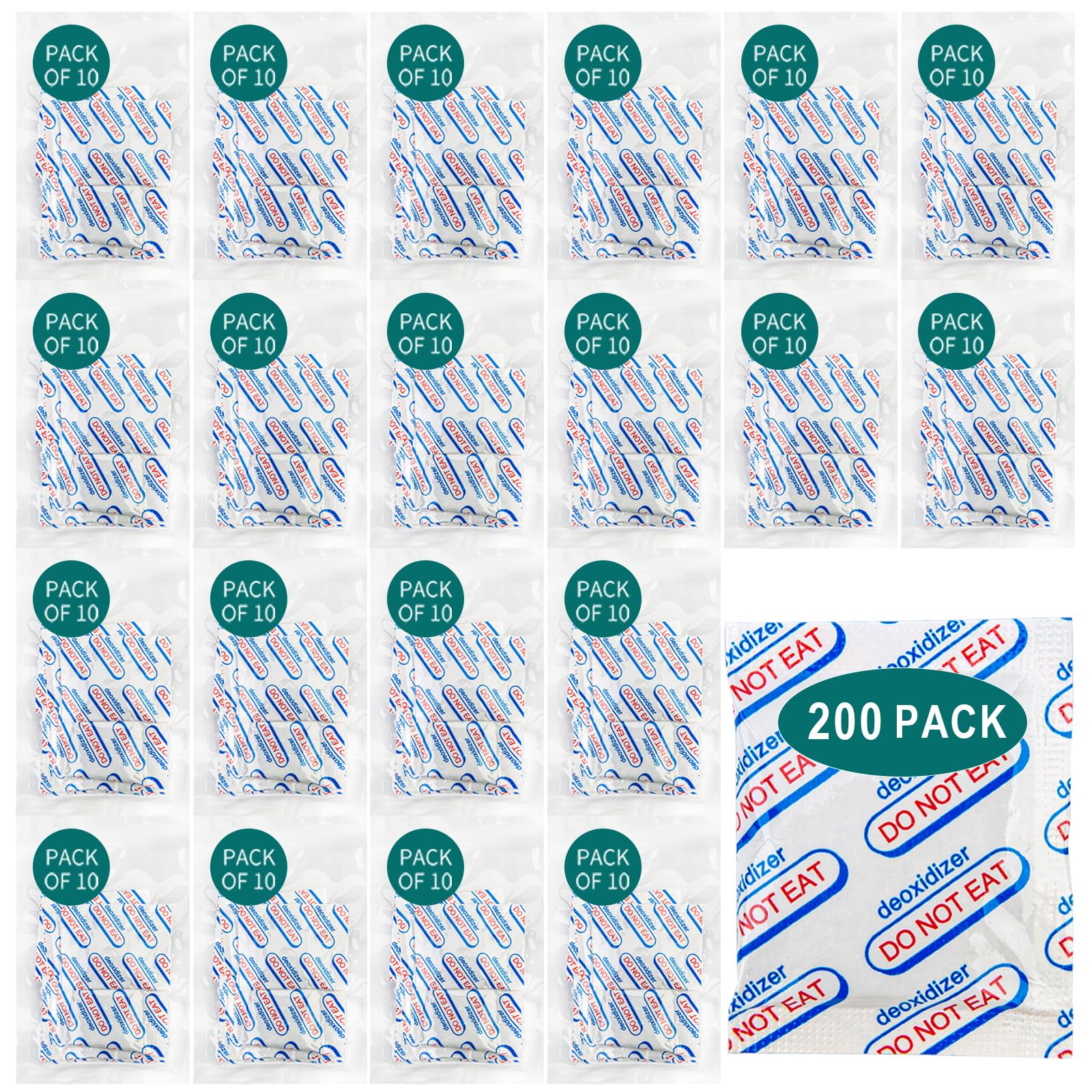 Aoibox  200 Pack 500cc Food Grade Oxygen Absorbers for Long Term Food and Pharmaceutical Storage Packs Vacuum