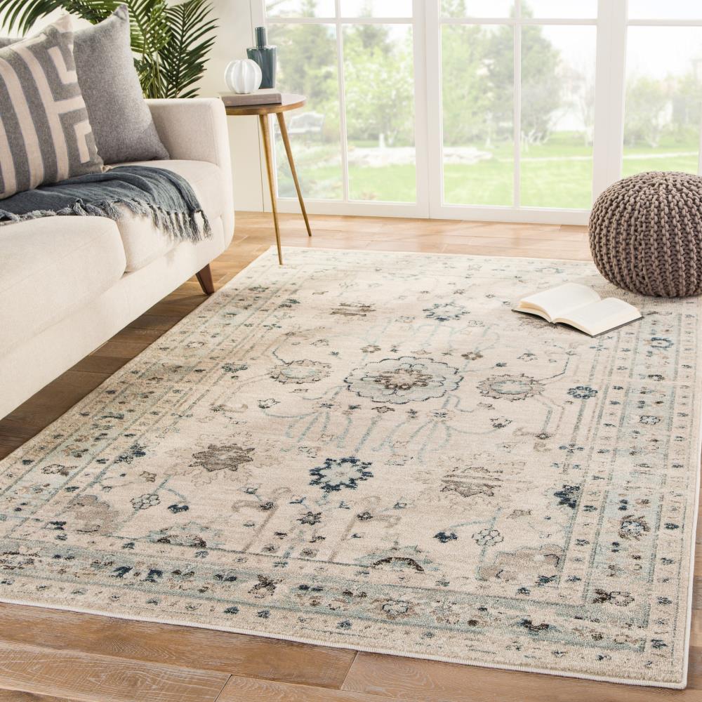 Kira 2 X 4 Light Gray Light Blue Indoor Border French Country Area Rug   14211644 