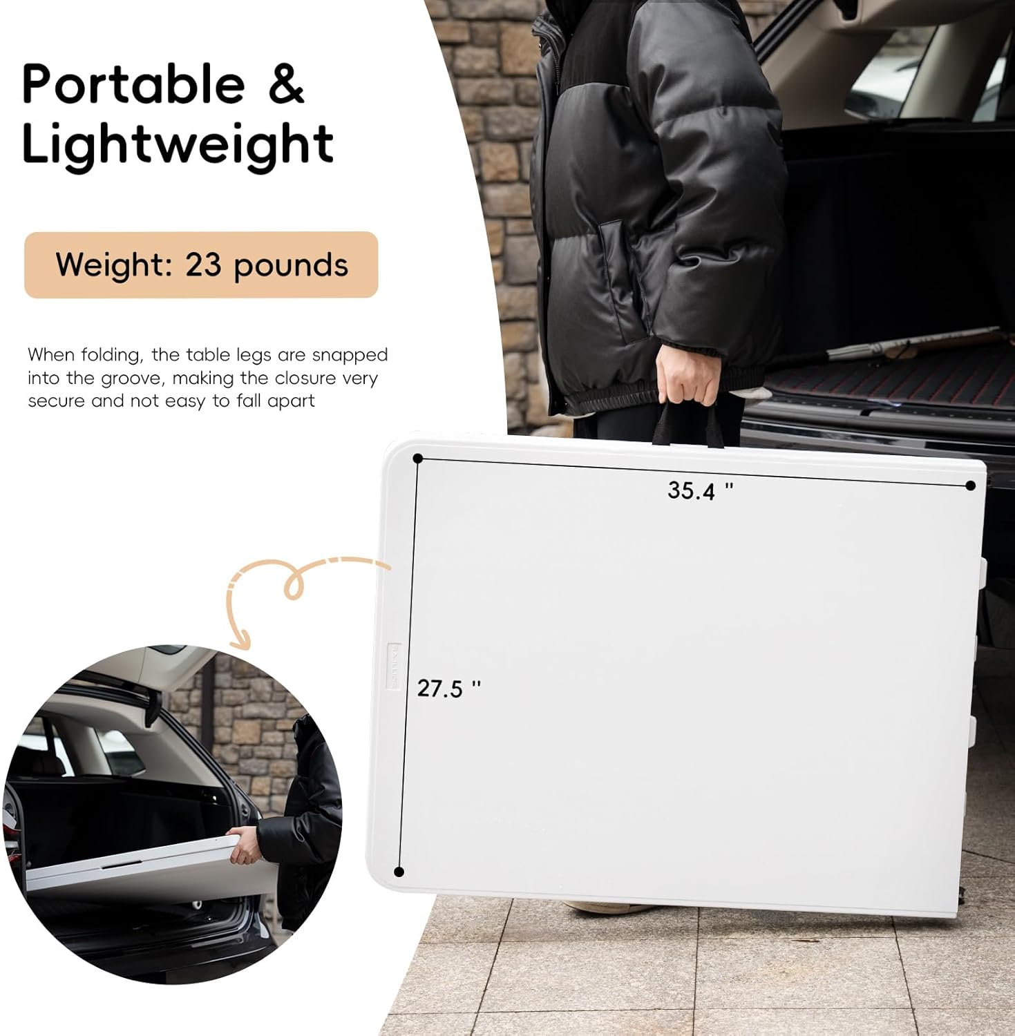 LOVMOR Folding Table 6FT HDPE 6 Foot Foldable Table Portable Banquet ...