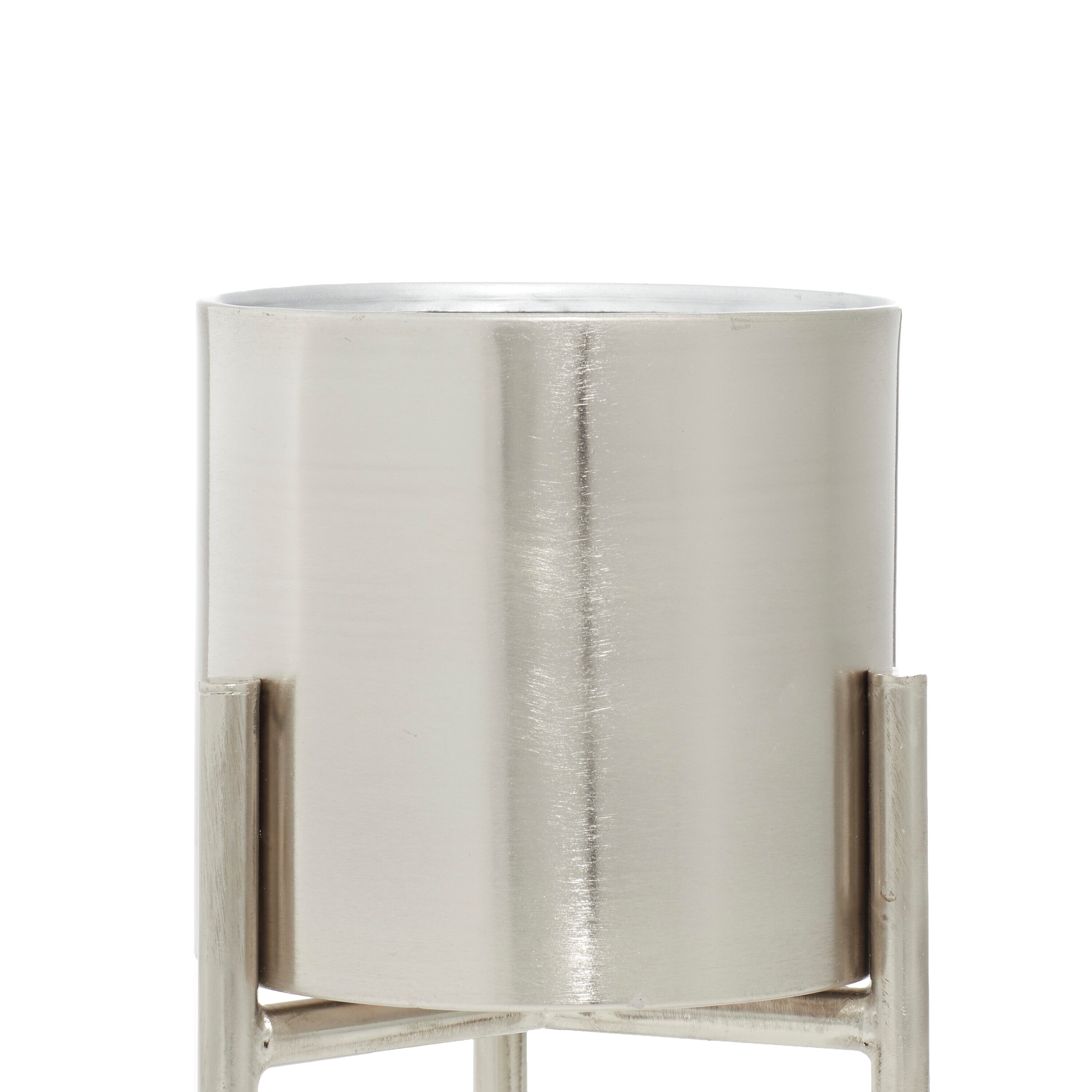 Elevated Trio Metallic Silver Iron Planters, Set of 3