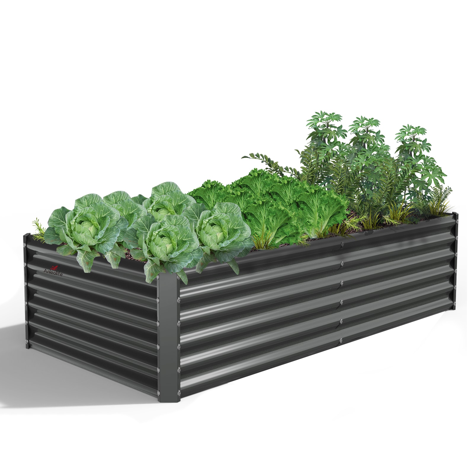 Runesay GARBED-11 36-in W x 72-in L x 18-in H Gray Galvanized Metal Raised Garden Bed