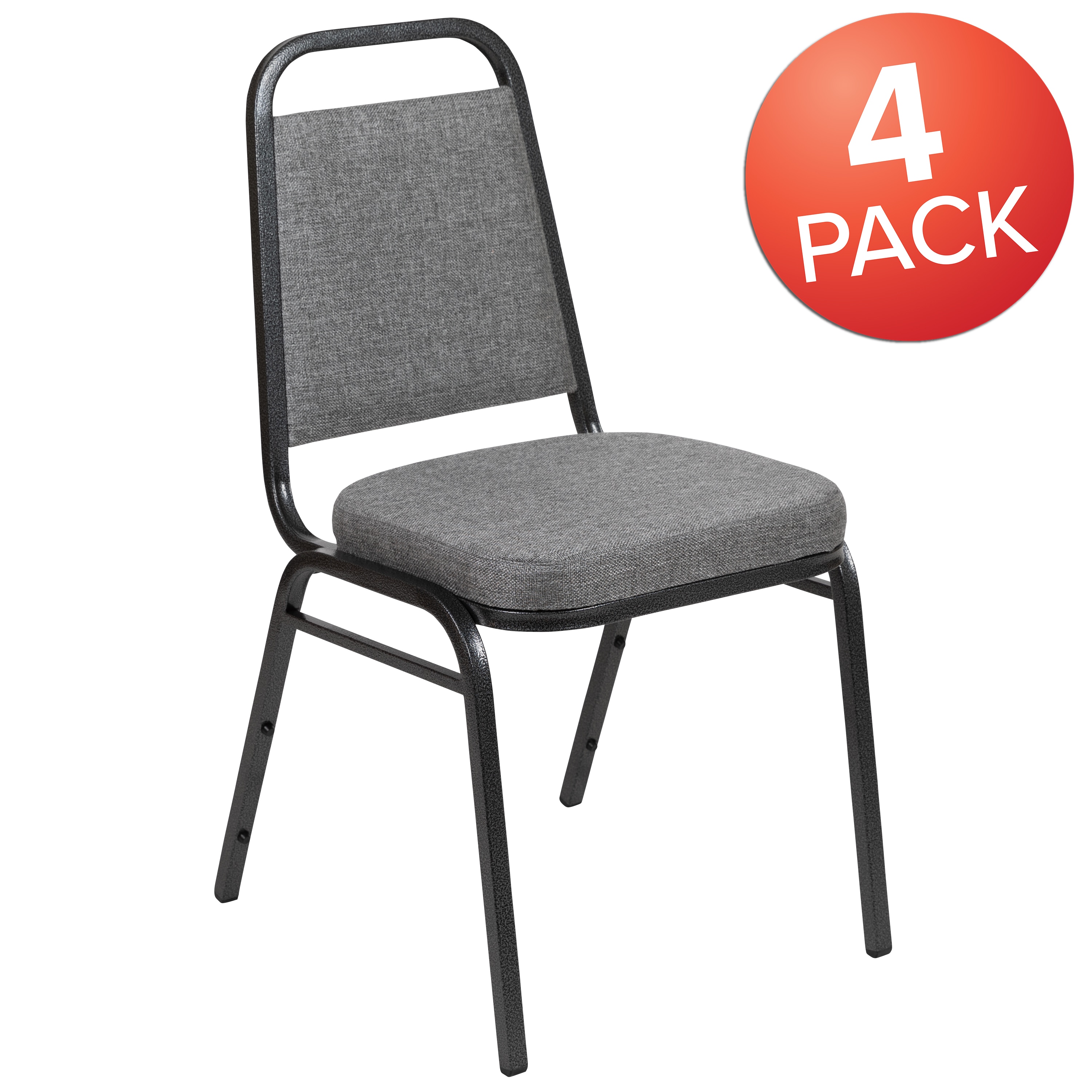 Silver Vein Frame Gray Fabric Stacking Banquet Chair