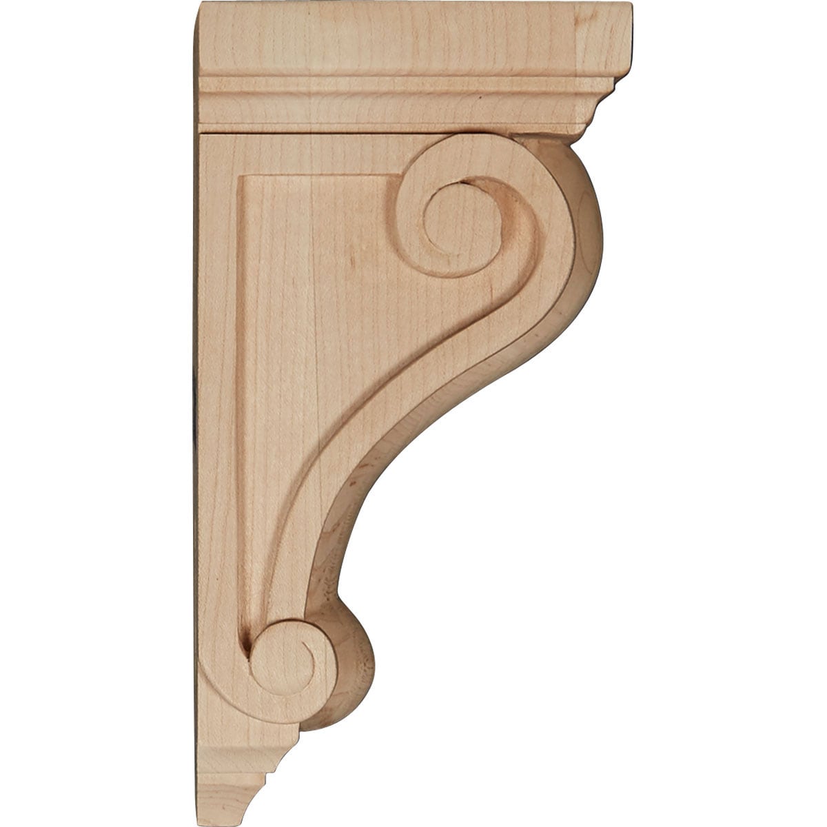 Devon Traditional Unfinished Rubberwood Corbel, 4" x 4" x 7.5"