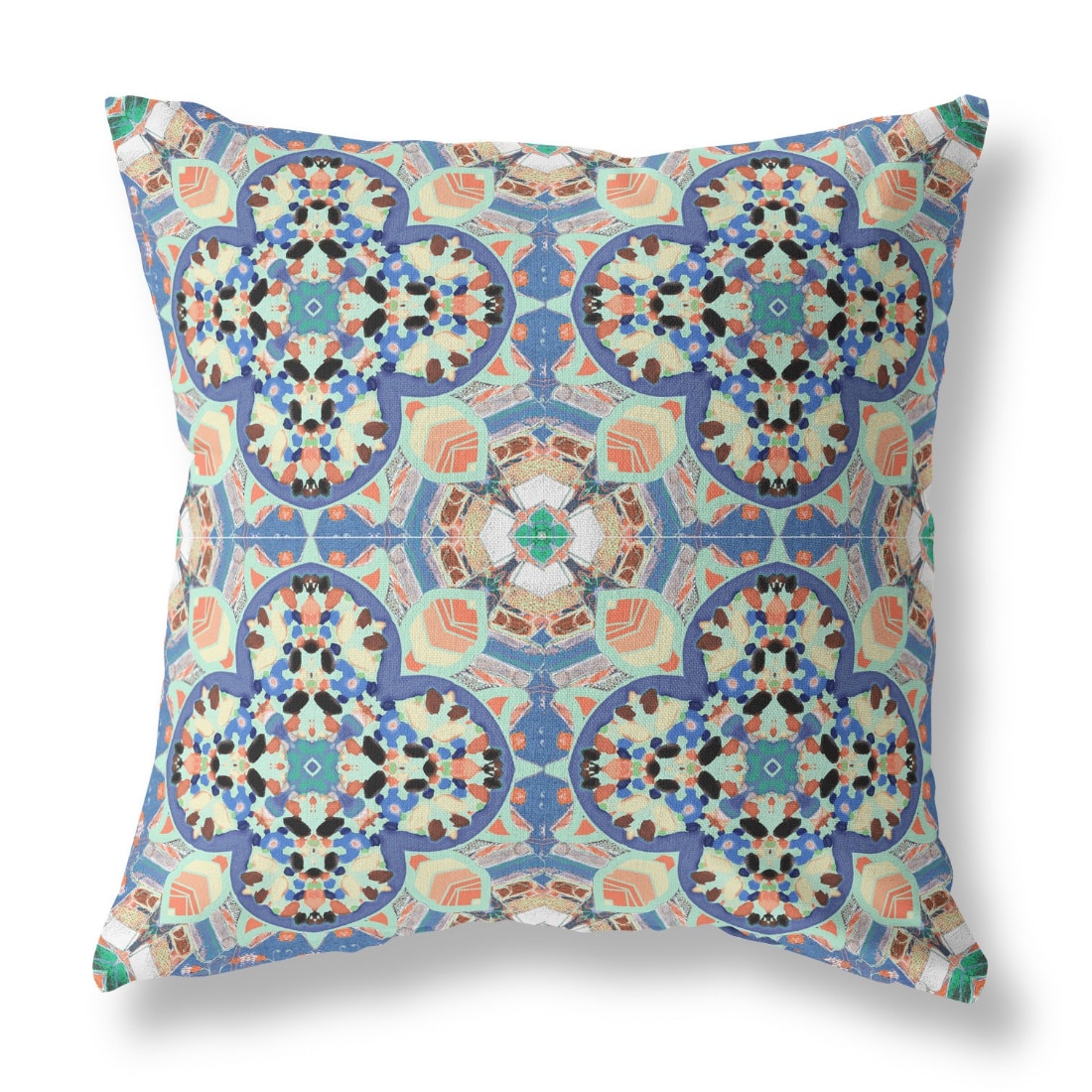 HomeRoots 16-in x 16-in Blue Purple Peach Indoor Decorative Pillow in ...