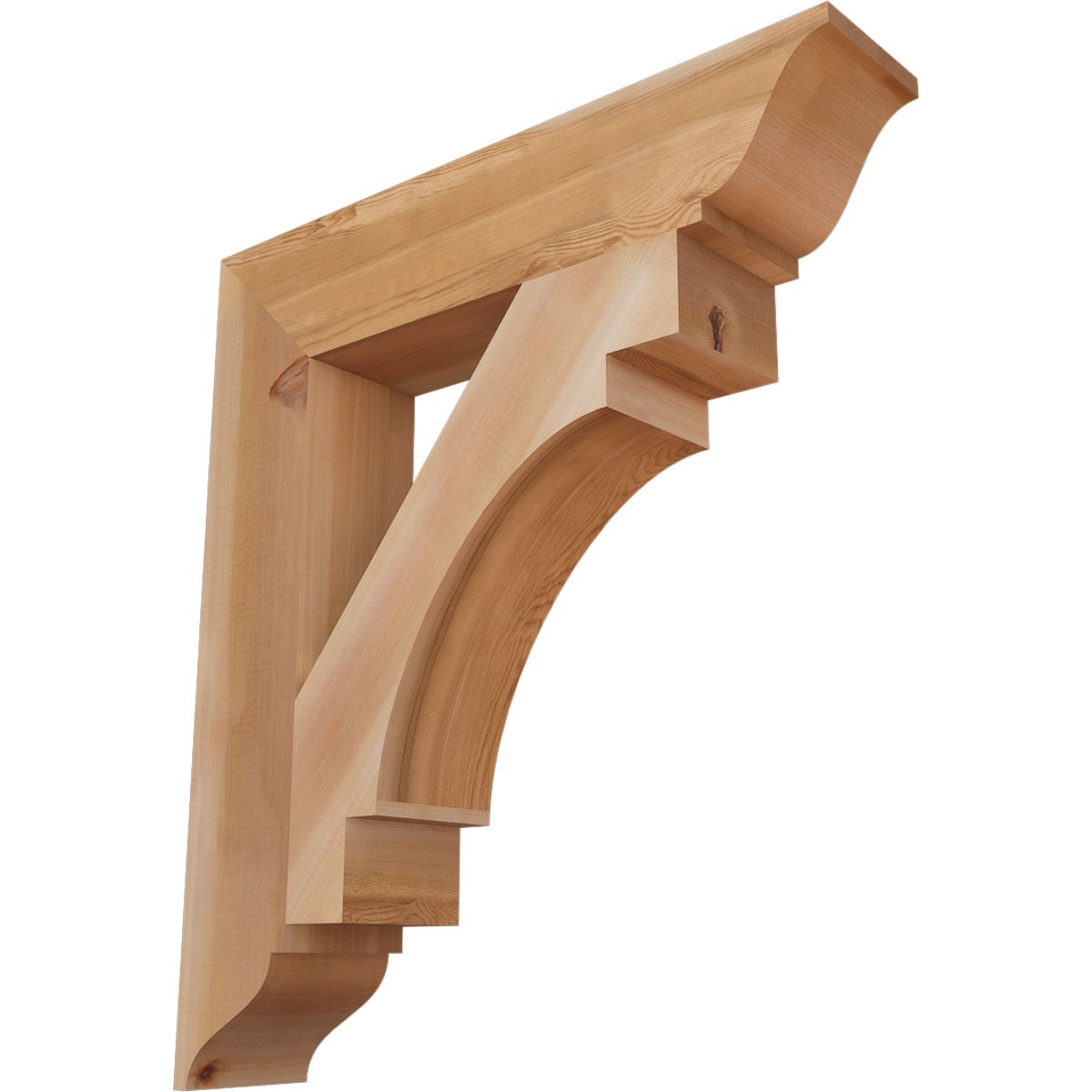 Ekena Millwork BKT06X30X34MRC01SWR Merced traditional smooth 5-1/2-in x 30-in x 34-in Western red cedar Brown Wood Standard bracket