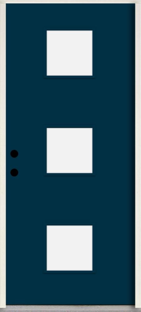 RELIABILT LO1066461 Spotlights 32-in x 80-in x 4-5/8-in Fiberglass 1/4 lite Right-hand inswing Eclipse paint Painted Prehung Front Door Insulating core