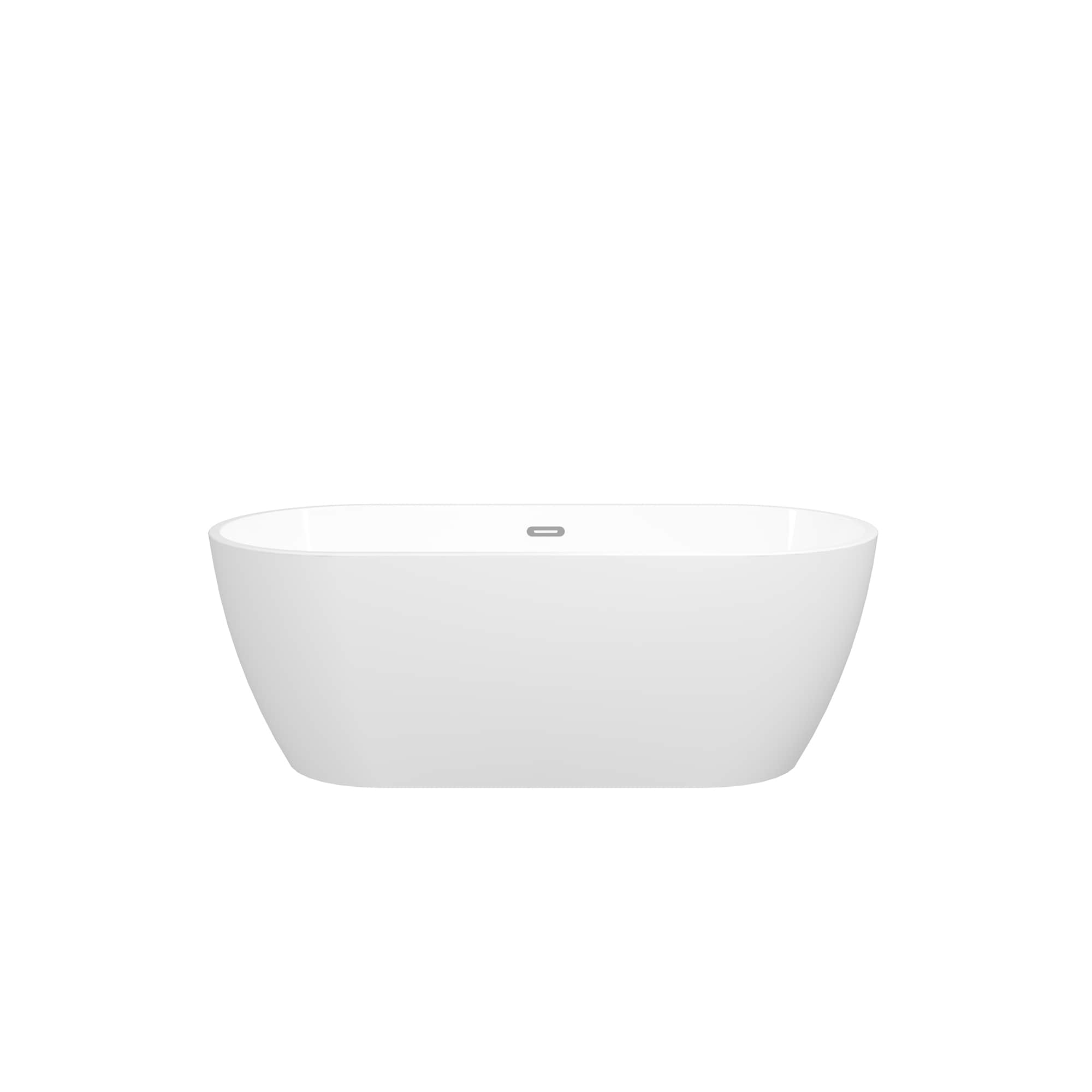 HEATGENE 55" White and Matte Black Acrylic Freestanding Bathtub