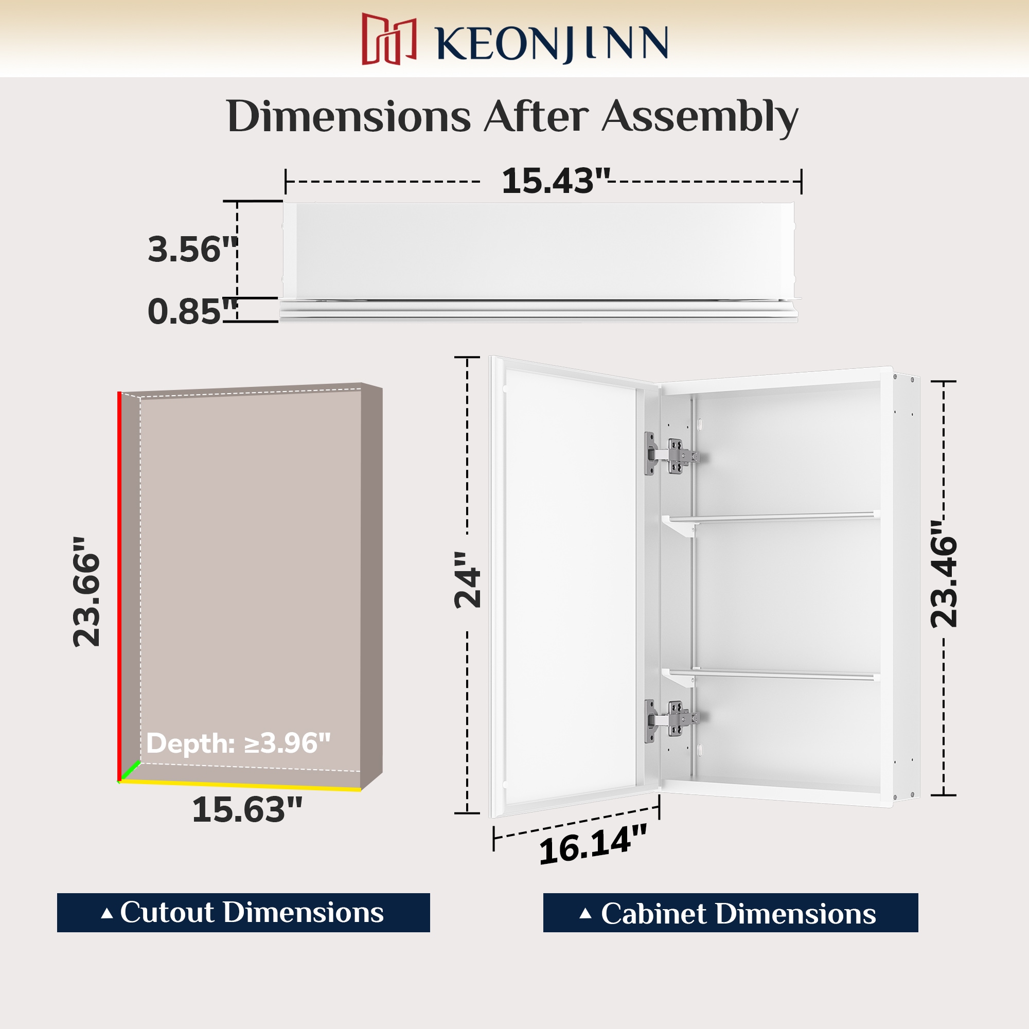 Keonjinn LW-JG-FXFJP-4161-WH Bathroom-Medicine-Cabinets - View #4
