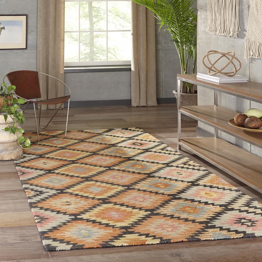 Tangier Black and Multicolor Wool 5' x 8' Hand Tufted Rug