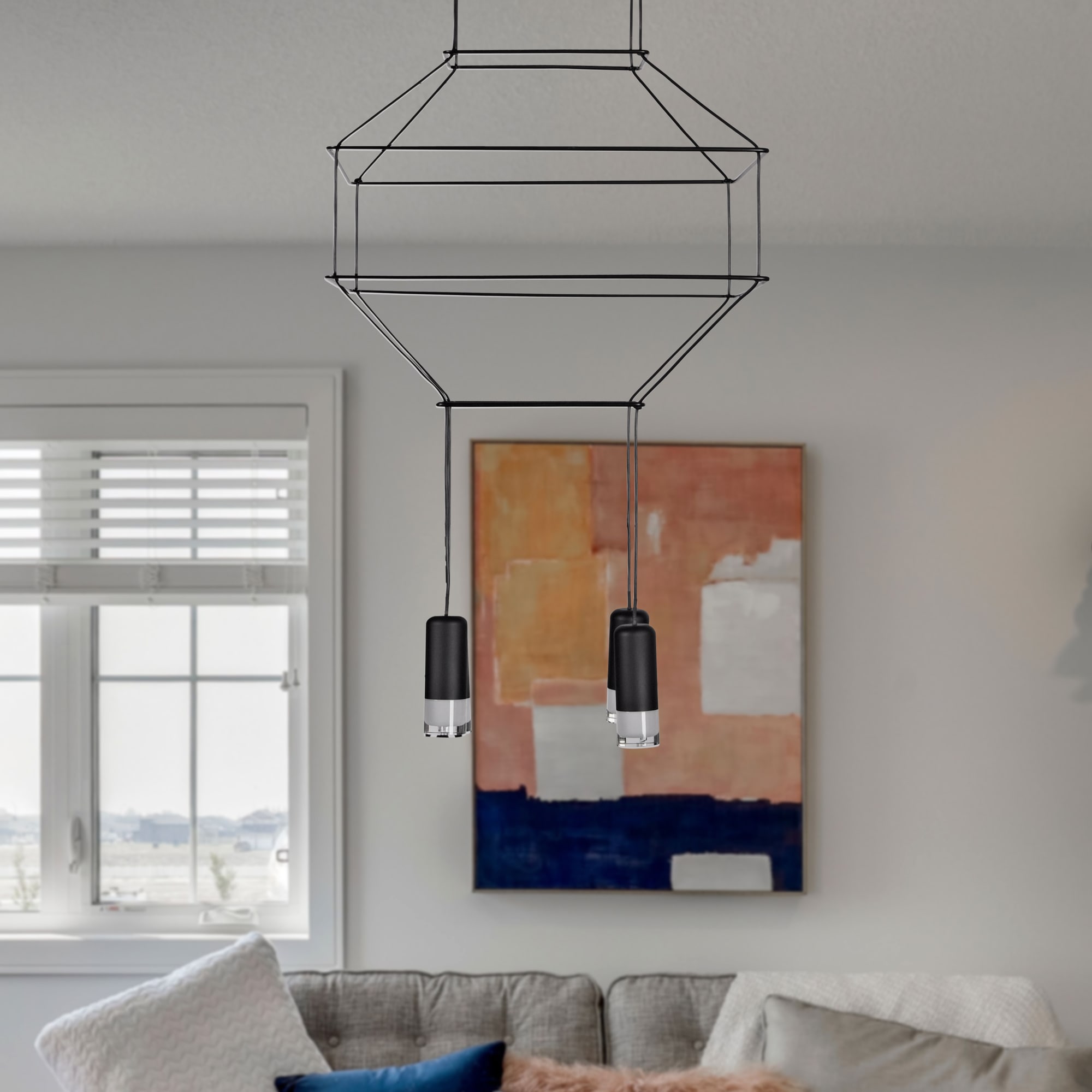 Expression 18" Black Aluminum Geometric LED Pendant