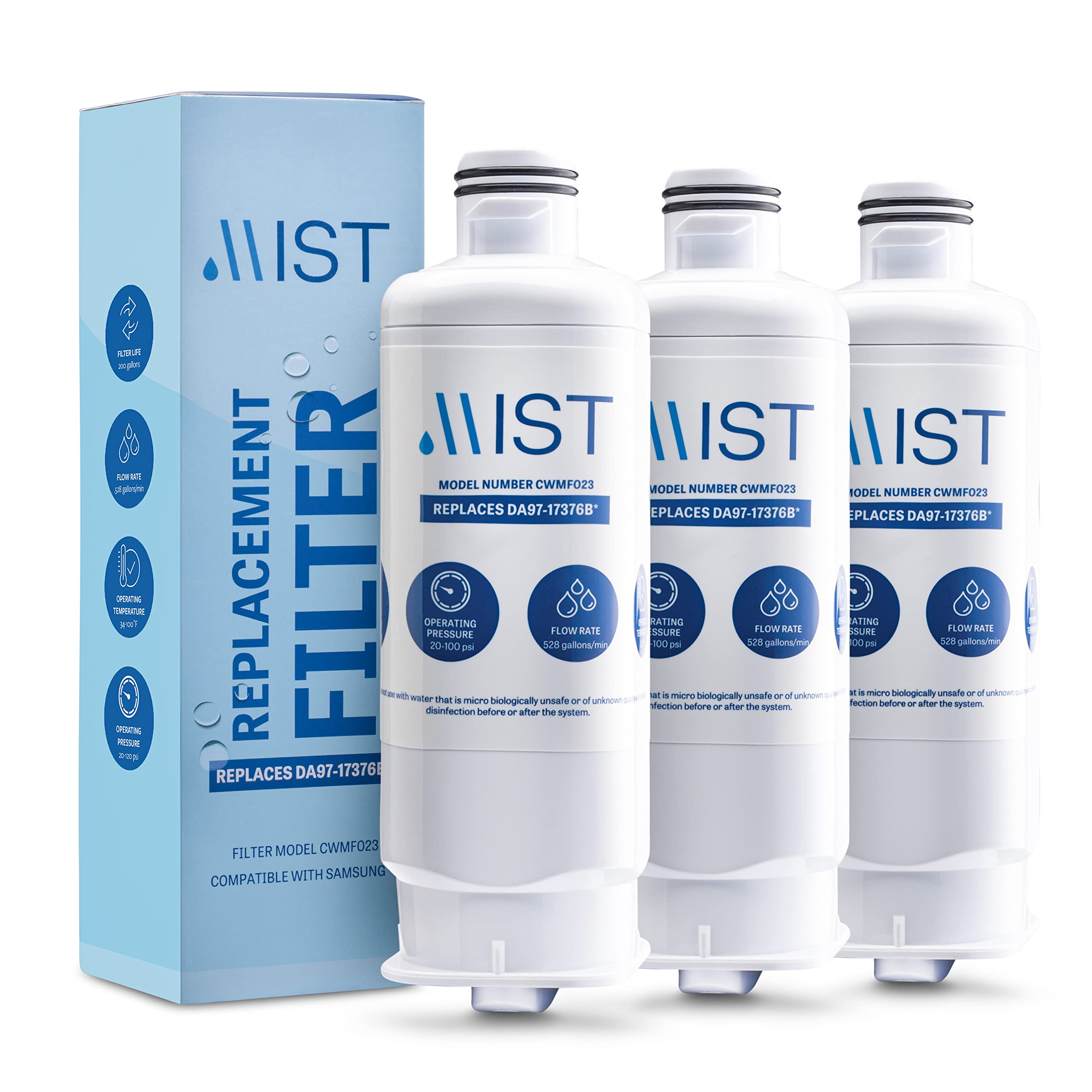 Mist CWMF323 Twist-in Refrigerator Water Filter DA97-17376B 3 -Pack