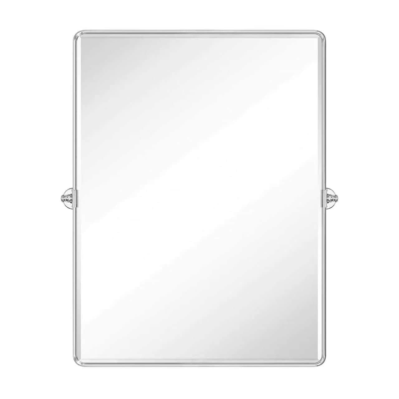 TEHOME  Woodvale 30-in x 40-in Beveled Rectangle Tilting Bathroom Vanity Mirror in Chrome