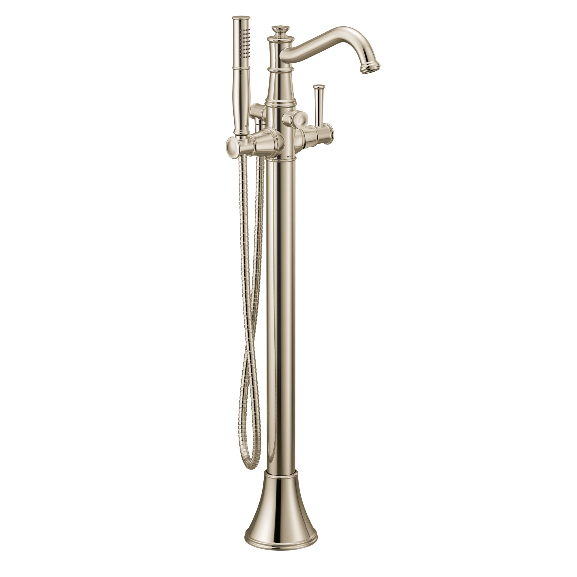 Moen 9025NL Belfield Polished Nickel 1-handle Freestanding Mid-arc Bathtub Faucet with Hand Shower