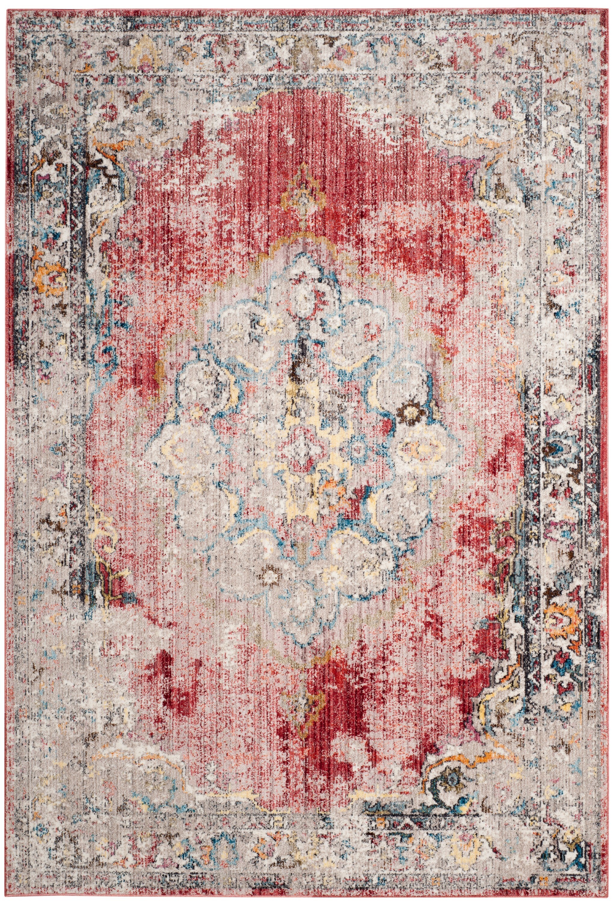 Safavieh BTL343R-5 Bristol Tabriz 5 x 8 (ft) Loomed Polyester Rose/Light Gray Rectangular Indoor Floral/Botanical Vintage Area rug