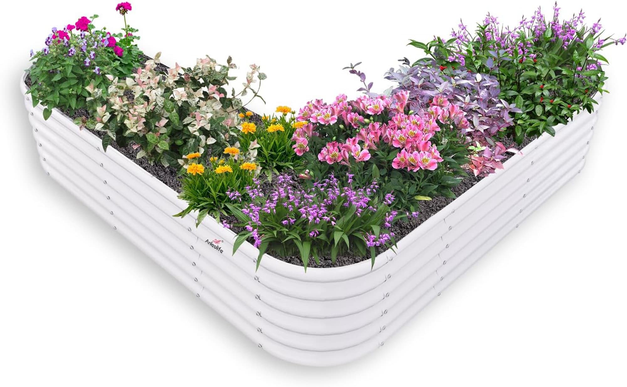 Runesay QCGABED04-08 34.49-cu ft 81-in W x 81-in L x 18-in H White Galvanized Metal Raised Garden Bed