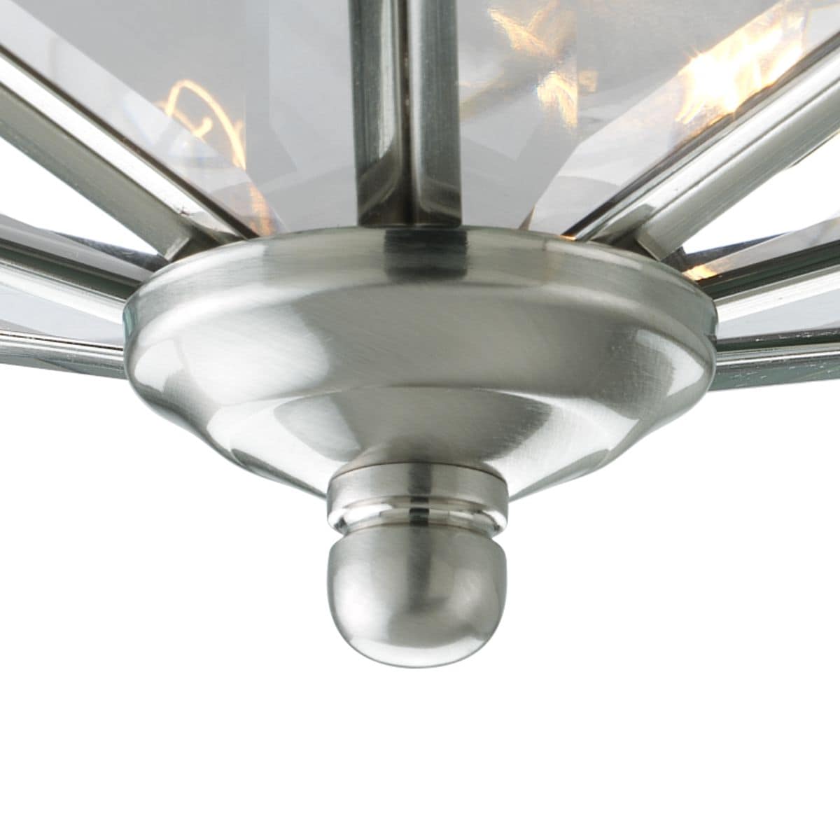 Brushed Nickel 3-Light Flush Mount with Clear Beveled Glass