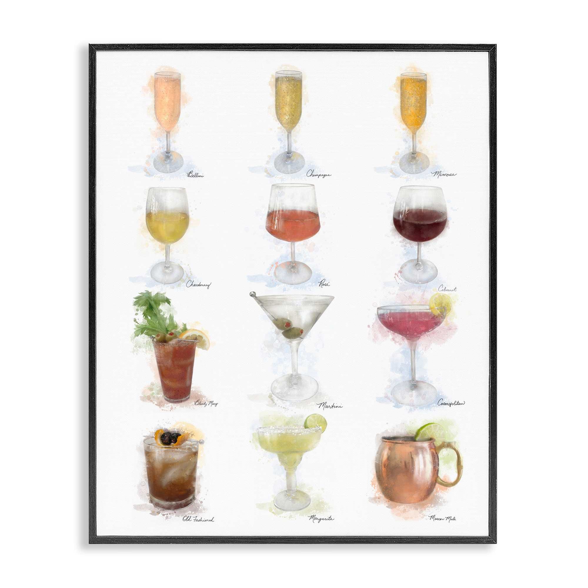 Stupell Industries BS-515-FR-11X14 Soft Artisanal Cocktails Menu Black Framed Giclee Art By Matthew Piotrowicz 11 x 14