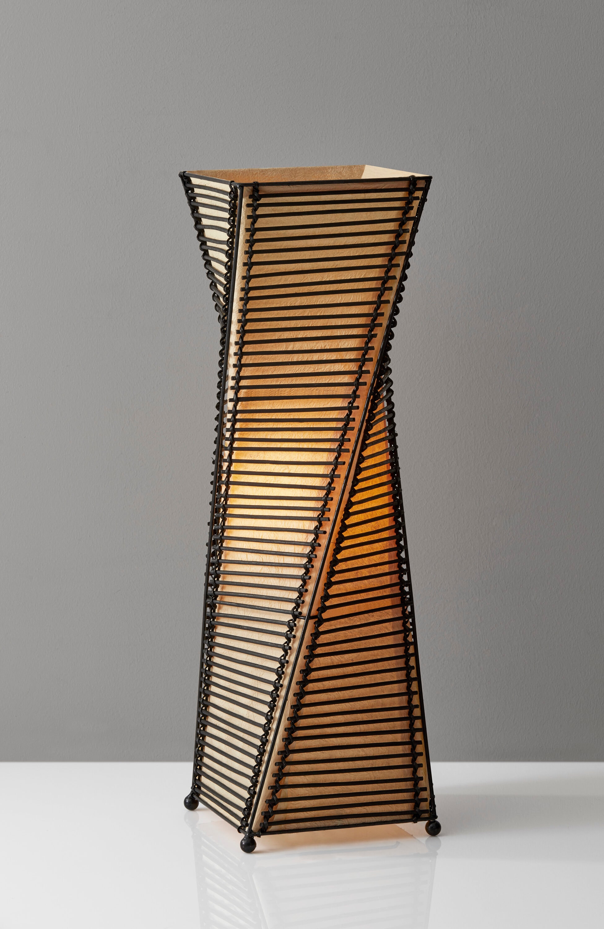 Stix Black Metal and Cane Rod 24.5" Table Lantern