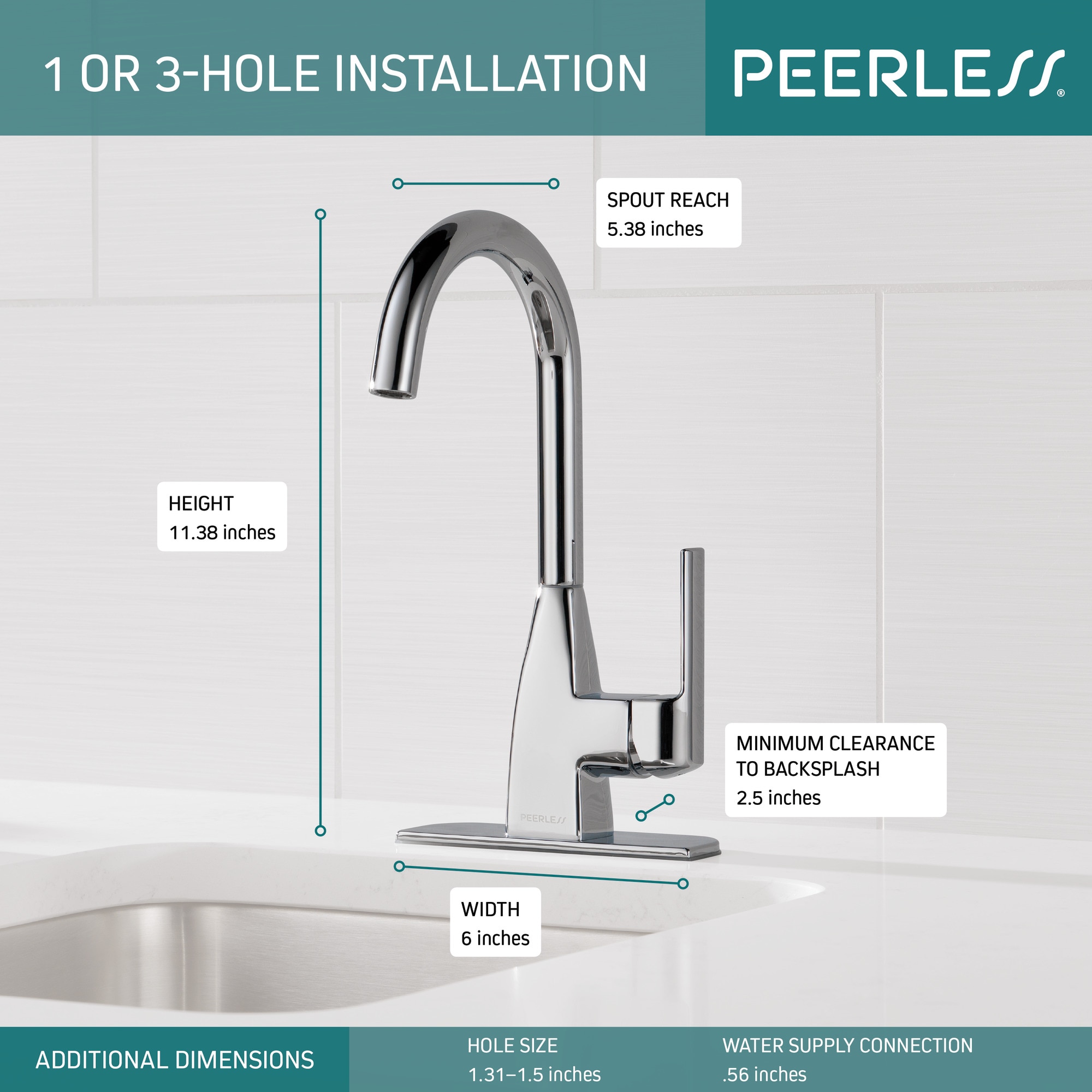 Peerless Xander Matte Black Double Handle Bar And Prep Kitchen Faucet