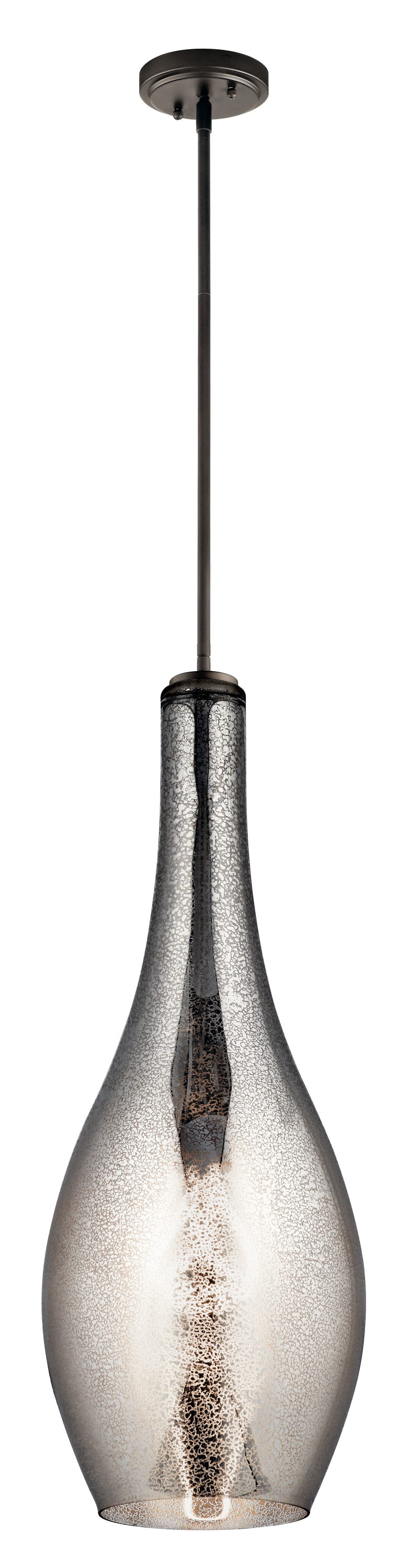 Everly 29.5" Teardrop Pendant with Mercury Glass and Bronze Finish