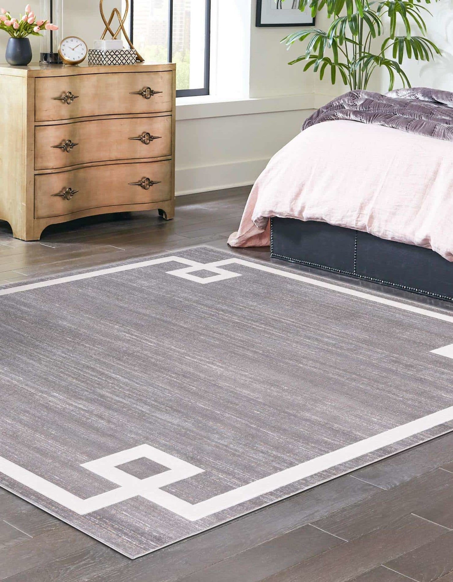Unique Loom 3186855 Jill Zarin Uptown 8 x 8 (ft) Loomed Polypropylene Gray Square Indoor Coastal Area rug
