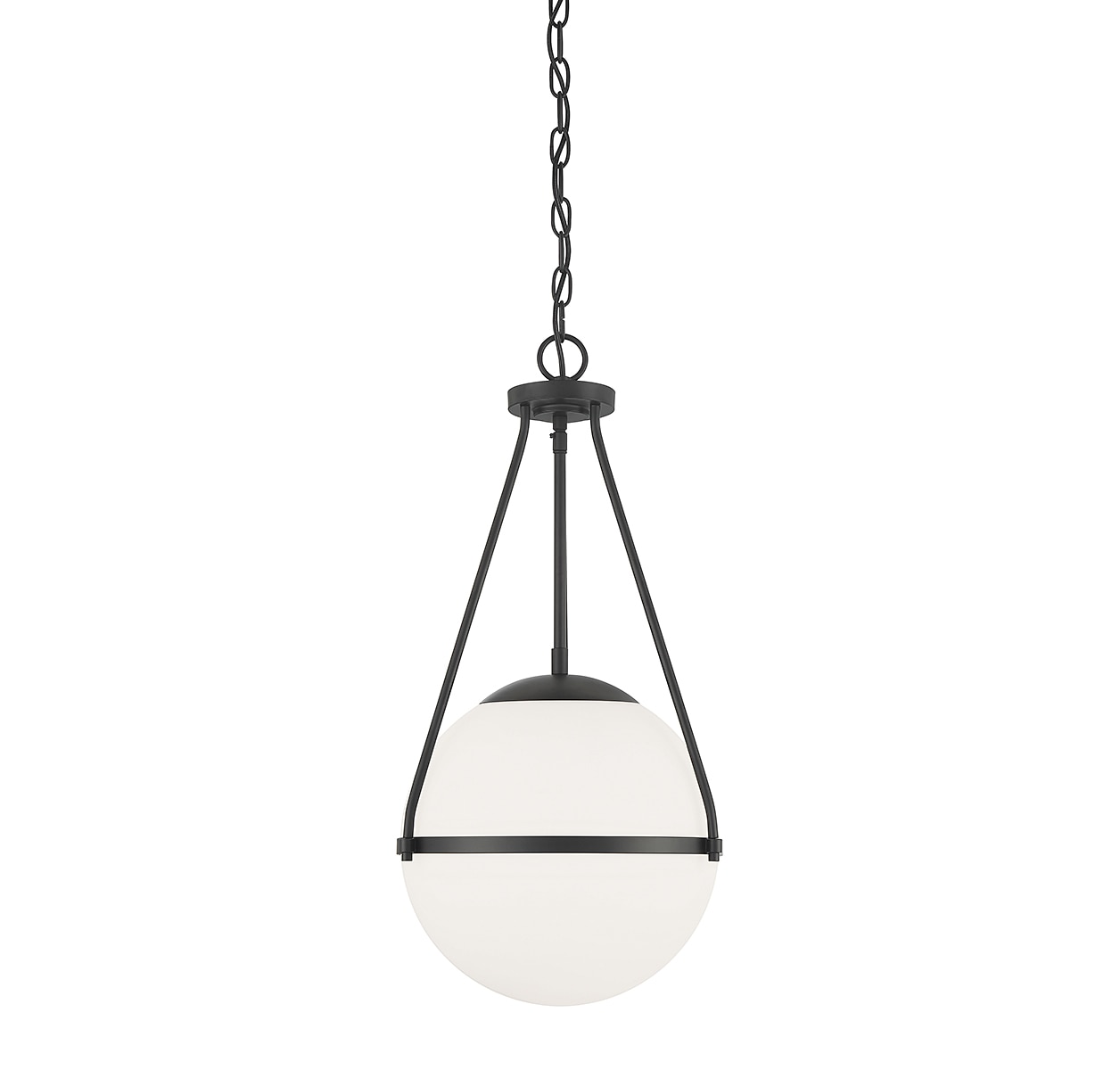 Meridian Lite Trends M7025MBK Meridian Matte Black Modern/contemporary Opal glass Globe Medium Hanging Pendant light