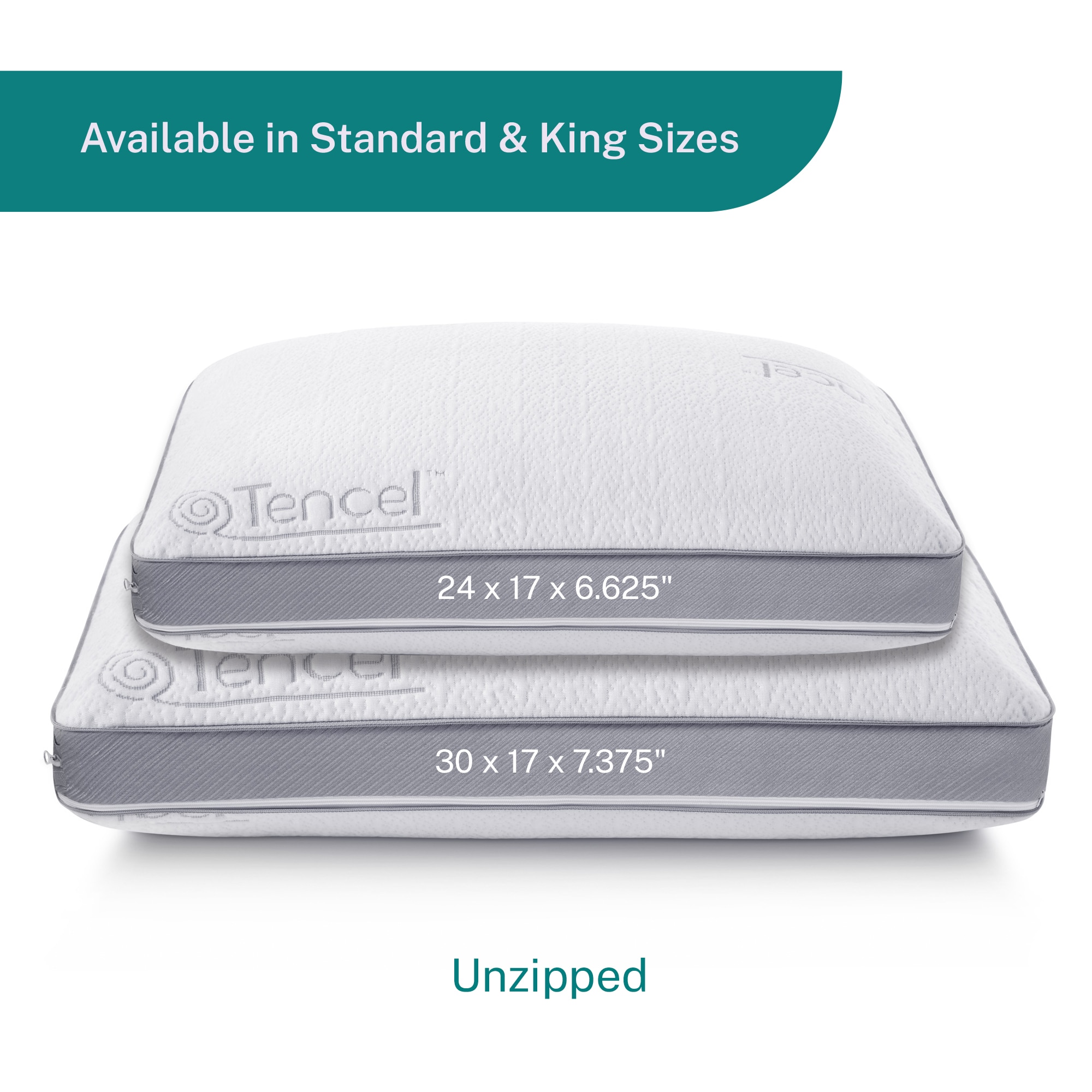 King Size White Gel Memory Foam Pillow with Tencel Cover