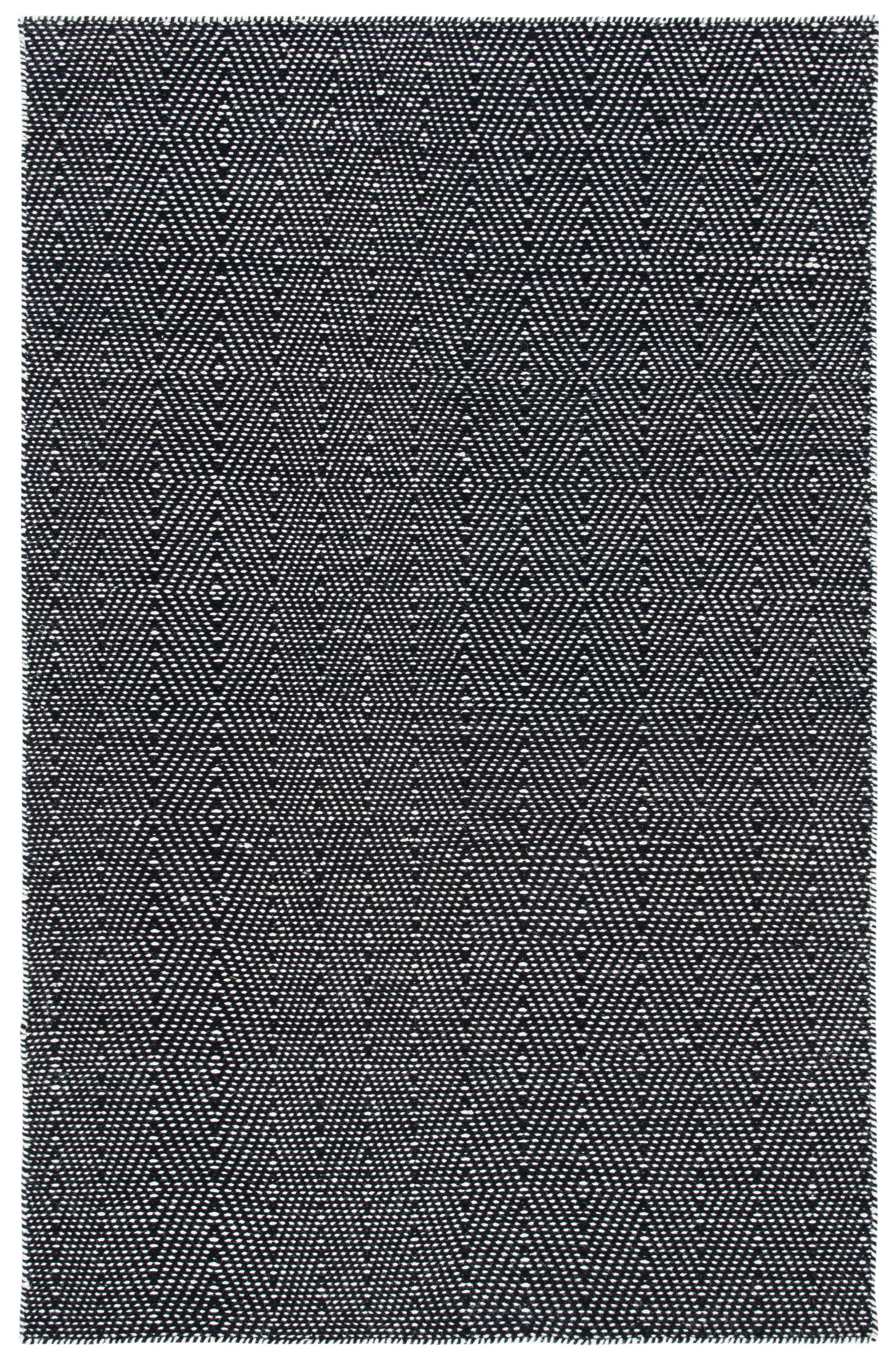 Black and Ivory Wool Flat Woven 4' x 6' Area Rug