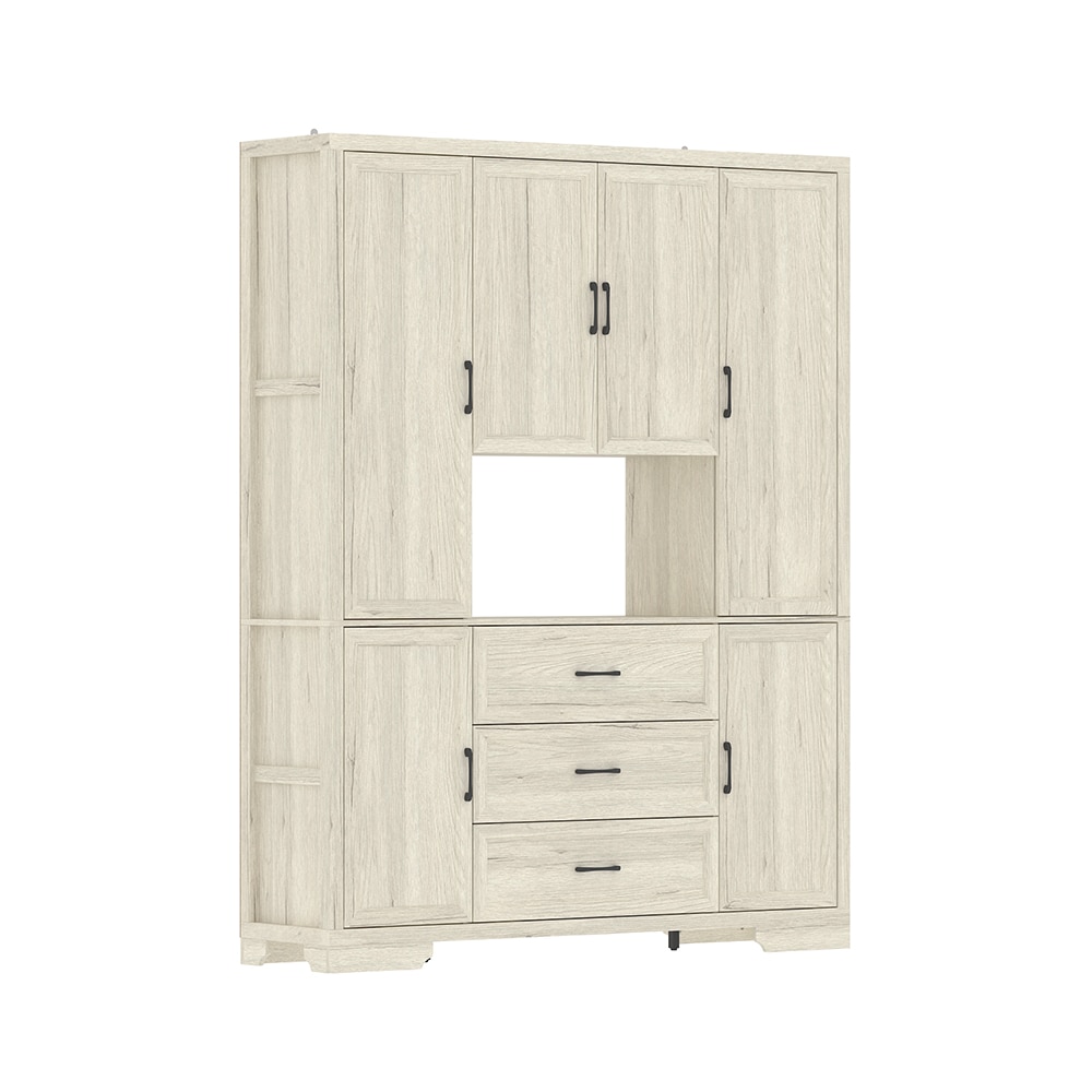 Homsee C-KF020533-01-AB Large Light Wood Grain Storage Cabinet with 6 Doors 3 Drawers and Open Shelf for Home and Office