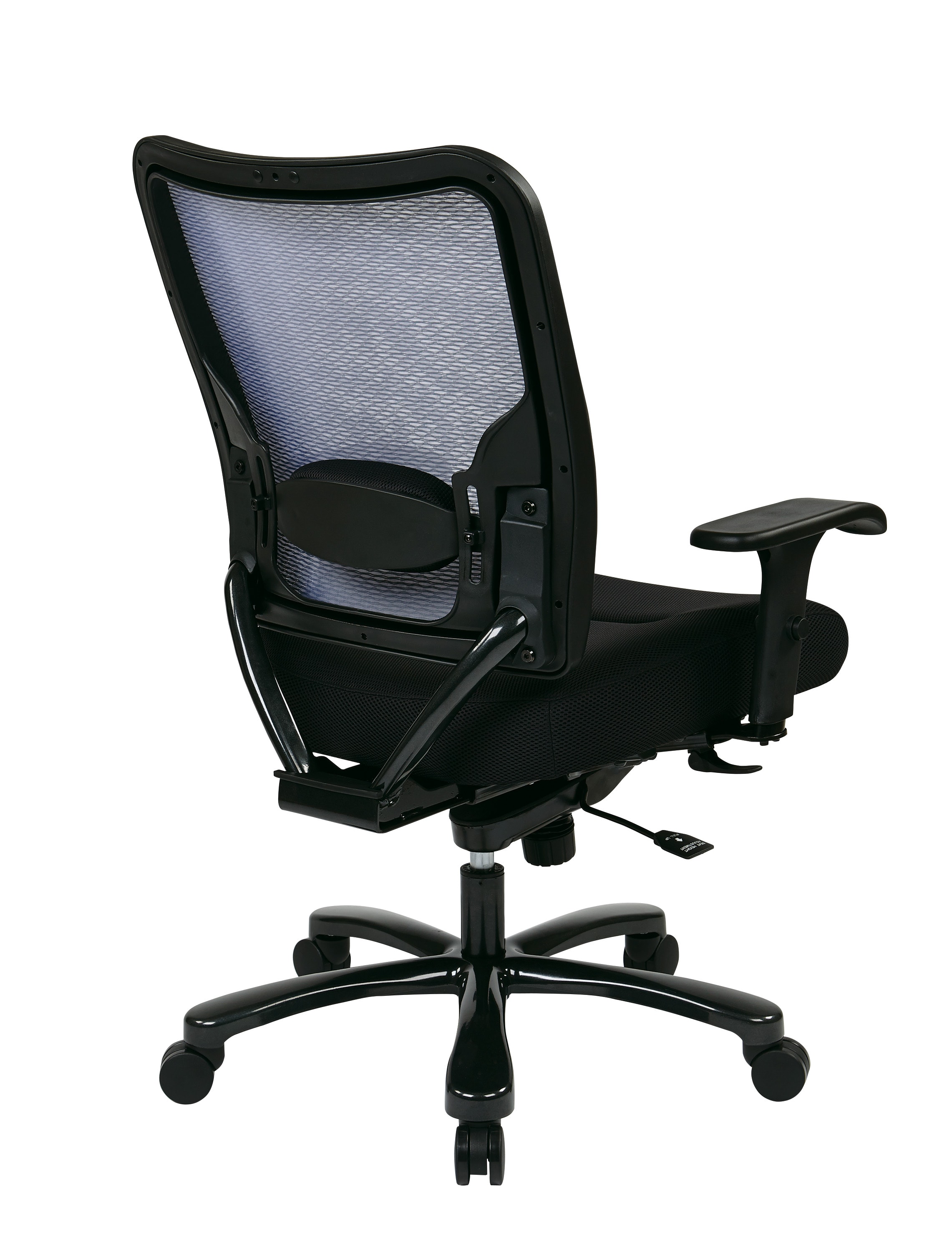 Black Mesh and Leather Executive Swivel Chair with Adjustable Arms