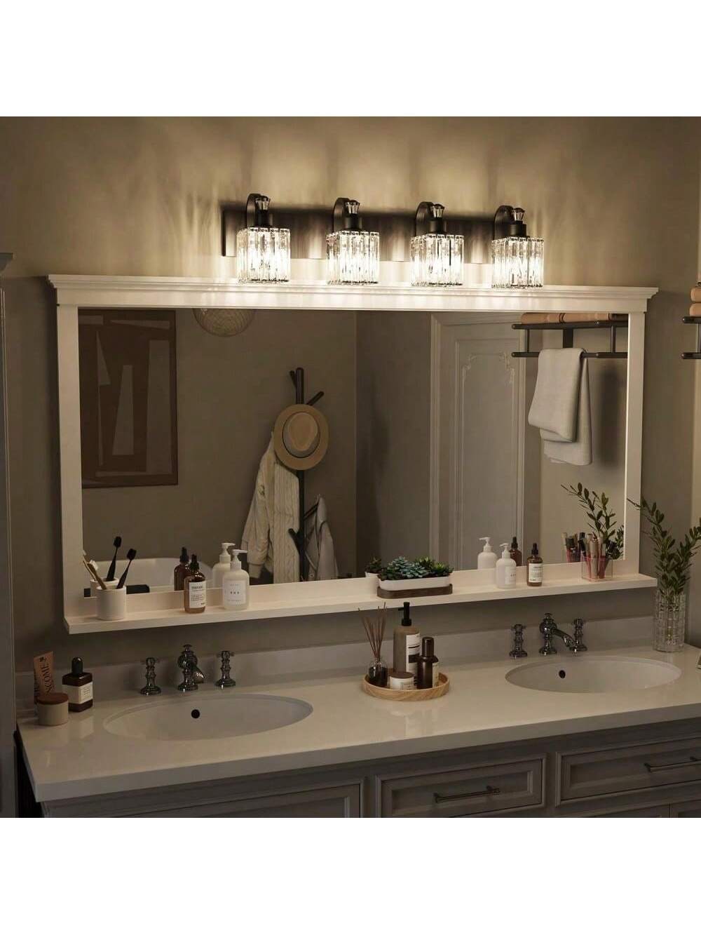 Qeetex PHO-153BEABA-HF4 4 lamp Black 4 lights modern crystal vanity lamp bathroom lamps. mirror shower lights for bathroom bedroom. interior decoration lamps