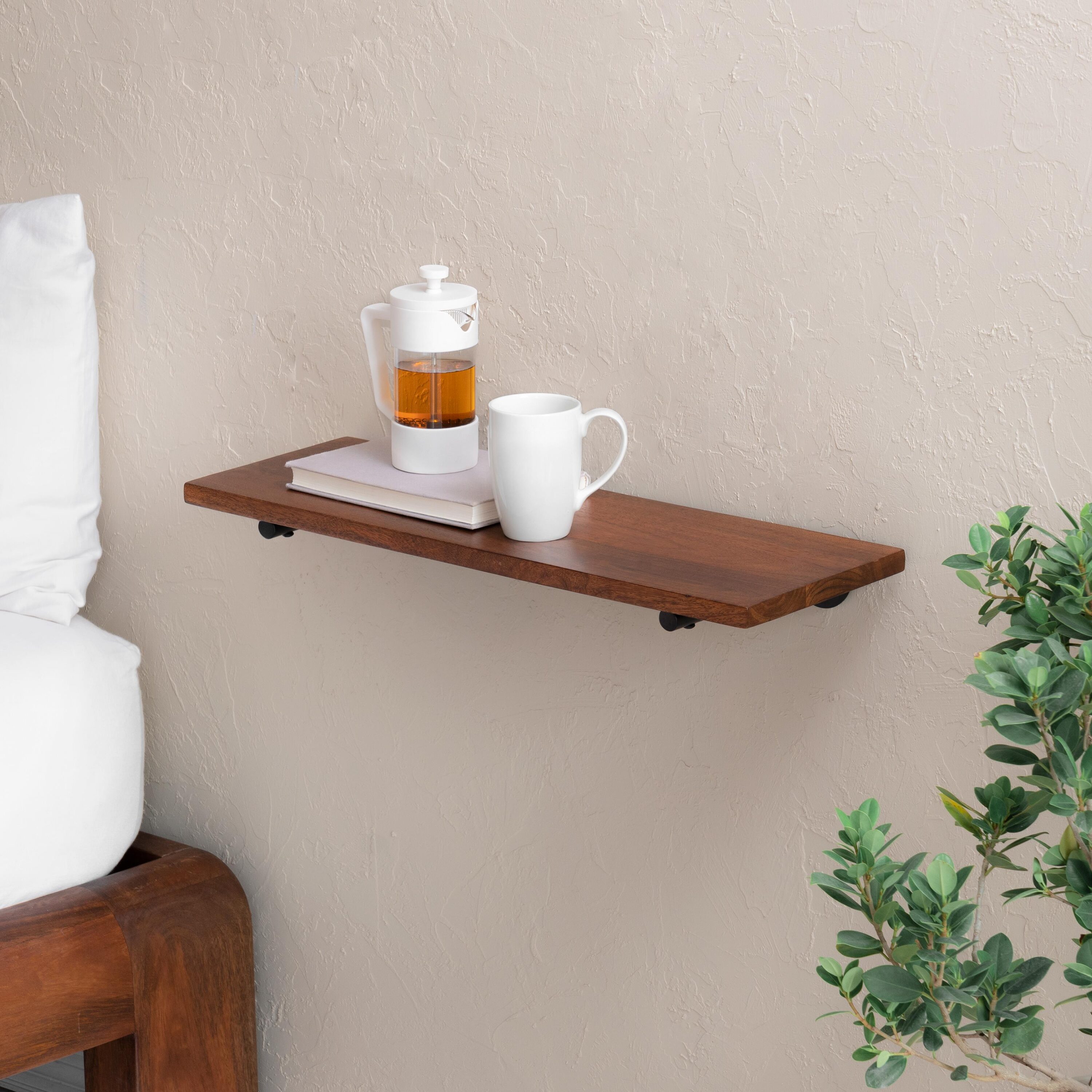 MH LONDON MH-ST-320 24-in L x 8.25-in D x 2.25-in H Walnut Wood Rectangular Floating Shelf