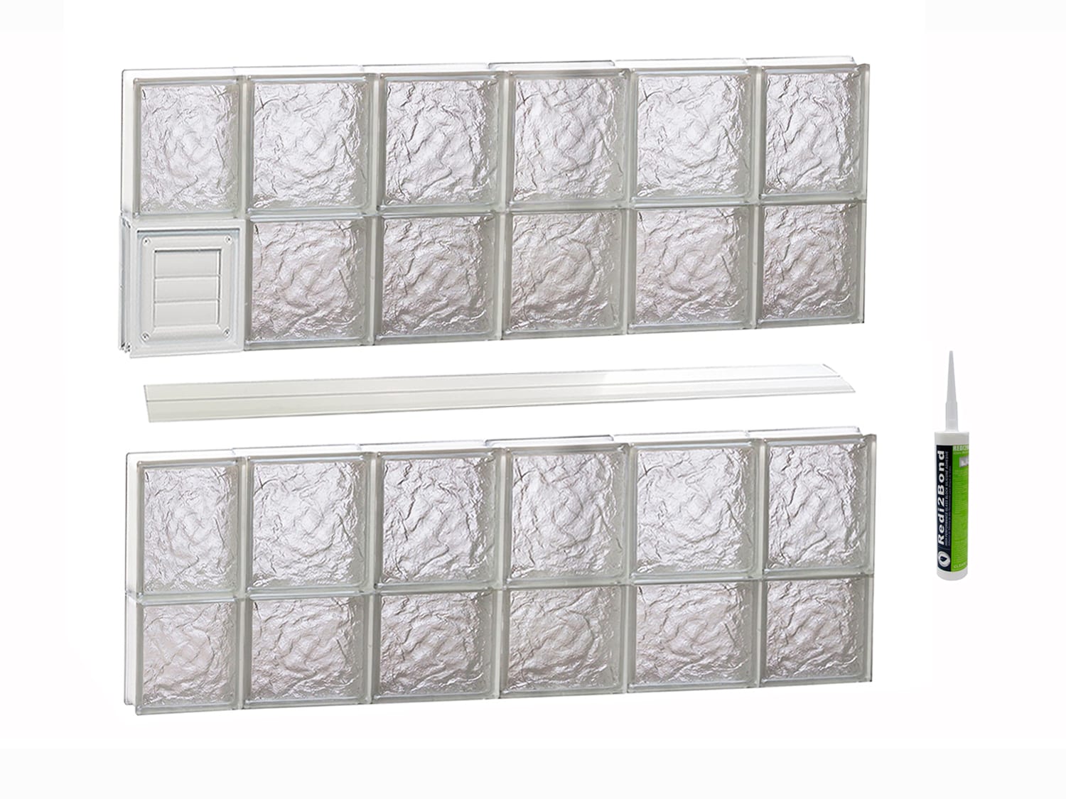 REDI2SET D4430IS Ice Glass 42-1/2-in x 29-in Frameless Replacement Dryer vent Glass Block Window