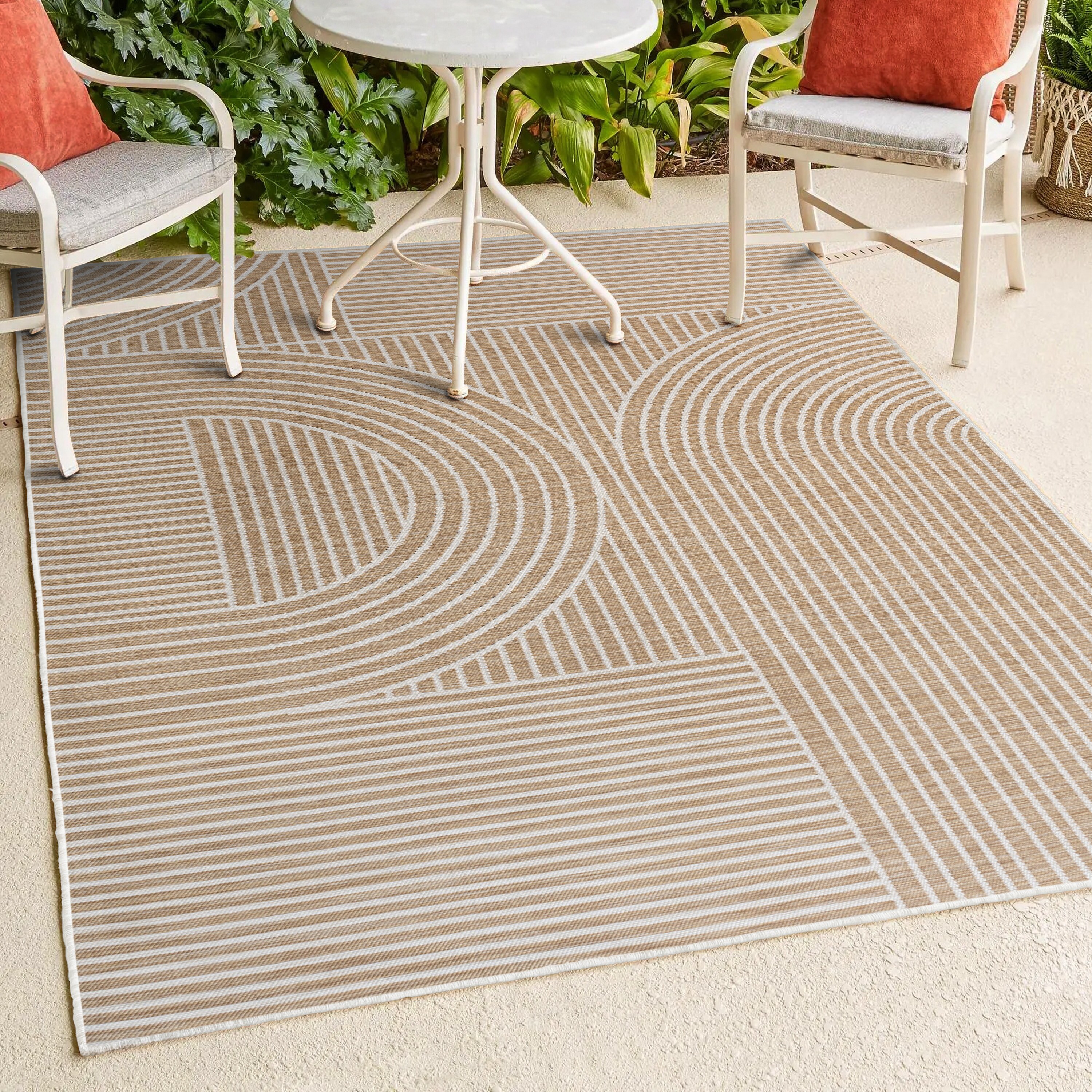 Zephyr Black and Cream Synthetic Stripe Reversible Rug 3' x 5'