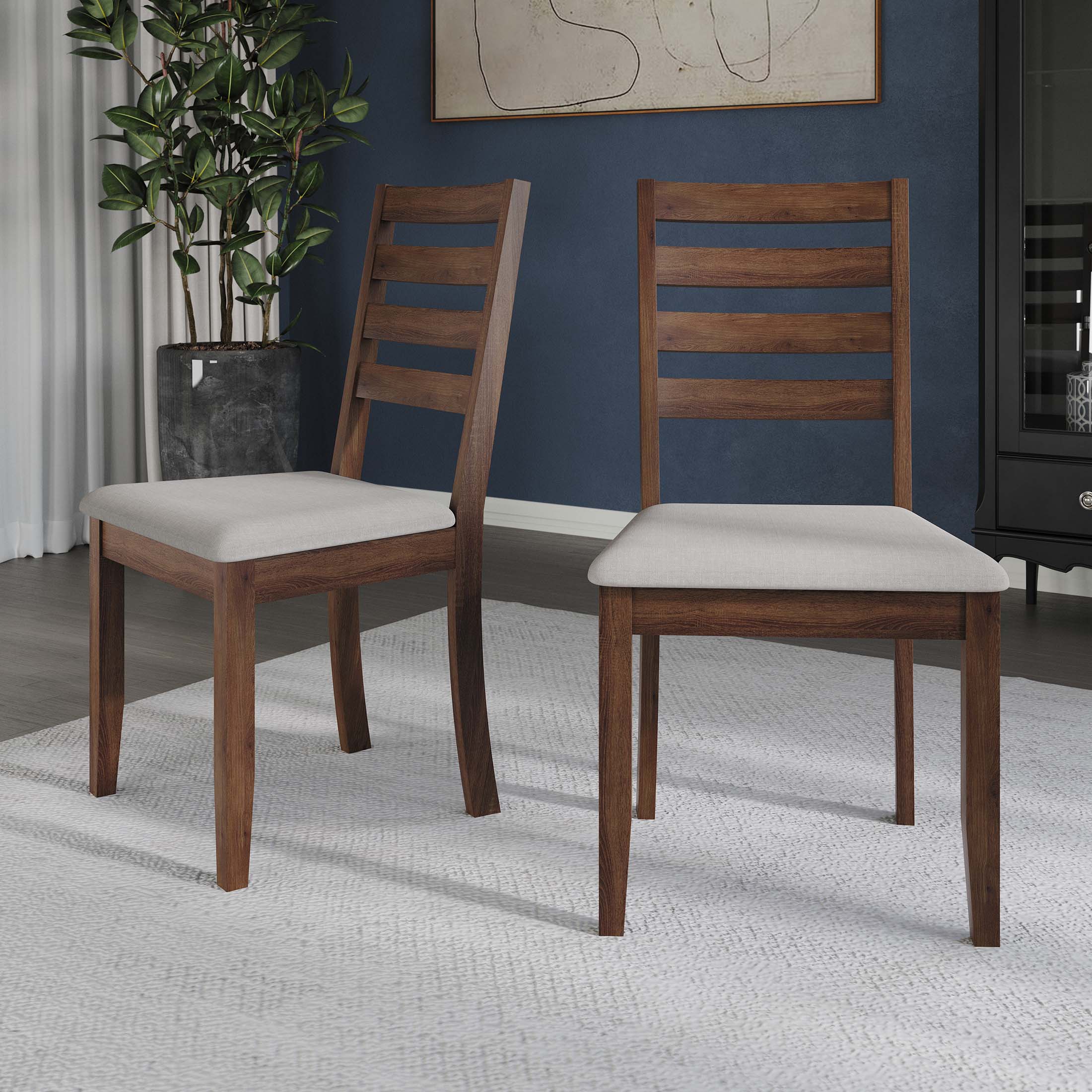 CasePiece C3064US-BN-WD-2X Set of 2 Polyester Upholstered Dining Side Chair (Wood Frame)