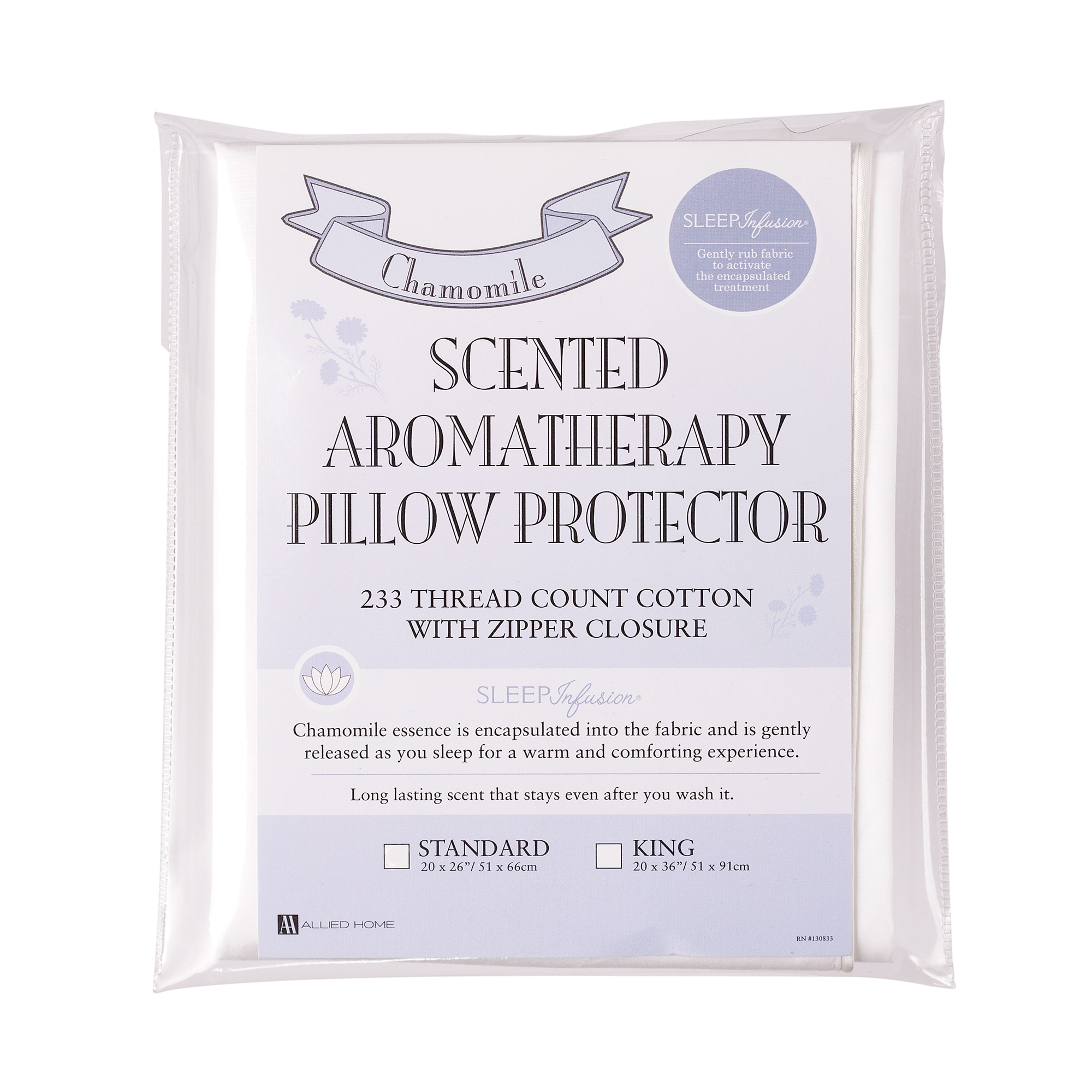 Chamomile Scented Cotton King Pillow Protector with Zipper