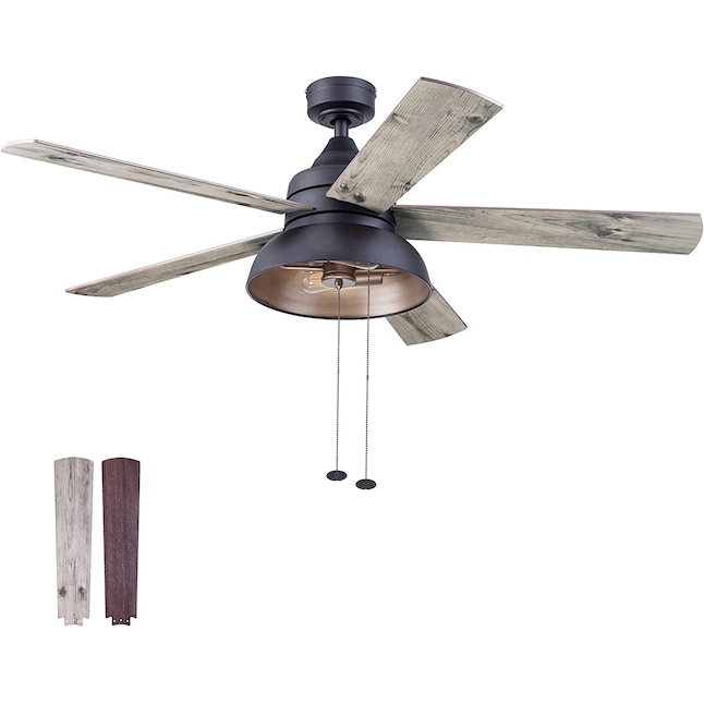 Prominence Home Brightondale 52 In Matte Black Indoor Outdoor Ceiling Fan With Light 5 Blade The Fans Department At Lowes Com
