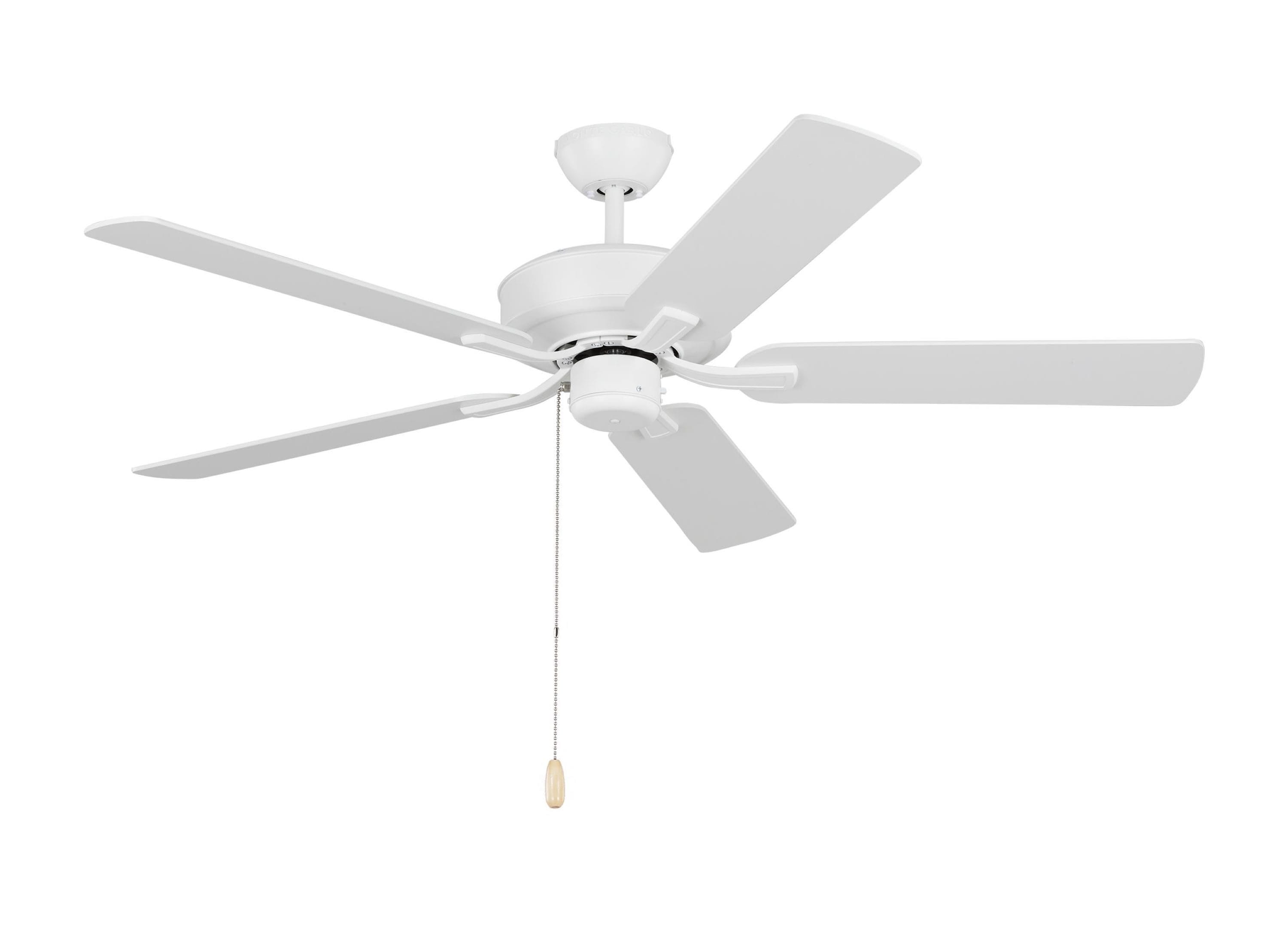 Generation Lighting 5LD52RZW Linden 52-in Downrod or Flush Mount Matte White with Matte White Blades Ceiling Fan Without Light ( 5 -Blade )