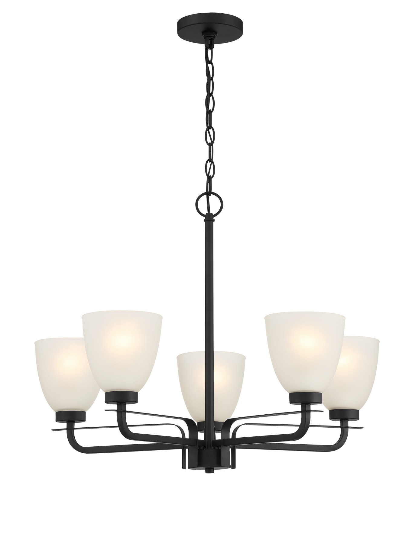 Mini Coal Black 5-Light Chandelier with Etched Glass Shade