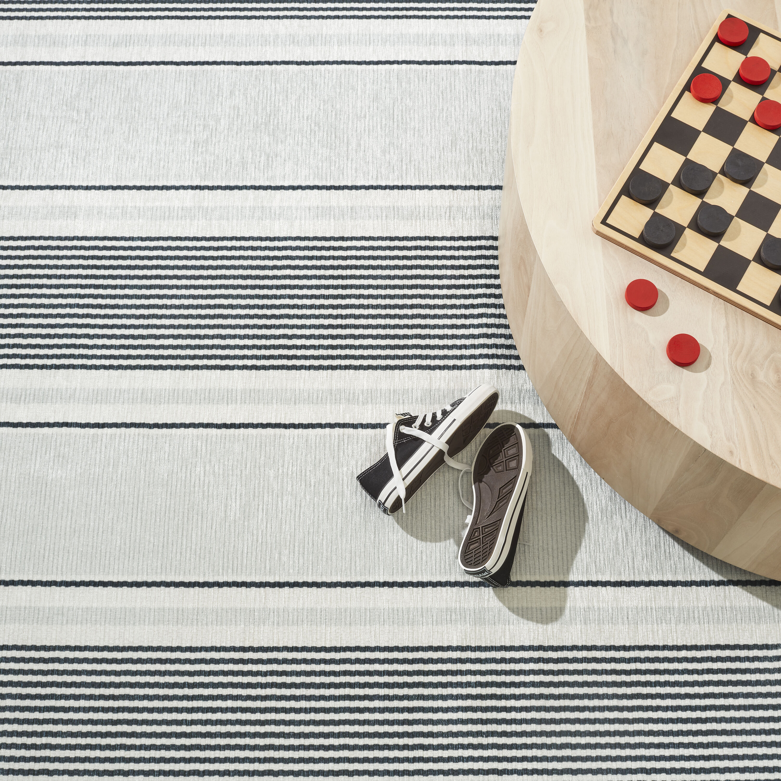 Gunner Stripe Gray and White Machine Washable Rug, 3' x 5'