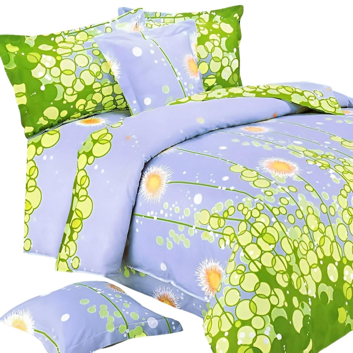 Slickblue D-BC-52 Floral Blue Cotton Bedding Set with Duvet Cover and Pillow Shams for Everyday Bedroom Use- Twin/ Full/ Queen/ King Size
