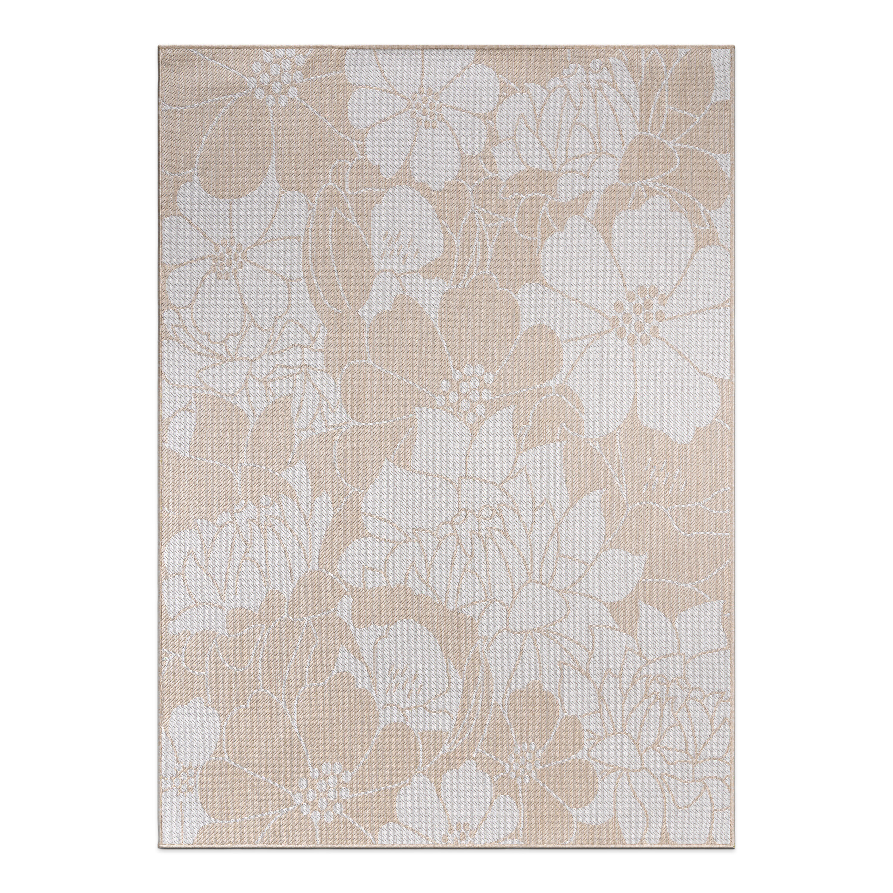 World Rug Gallery 115NATURAL5X7 Summer 5 x 7 (ft) Loomed Polypropylene Natural Rectangular Indoor/Outdoor Floral/Botanical Tropical Area rug
