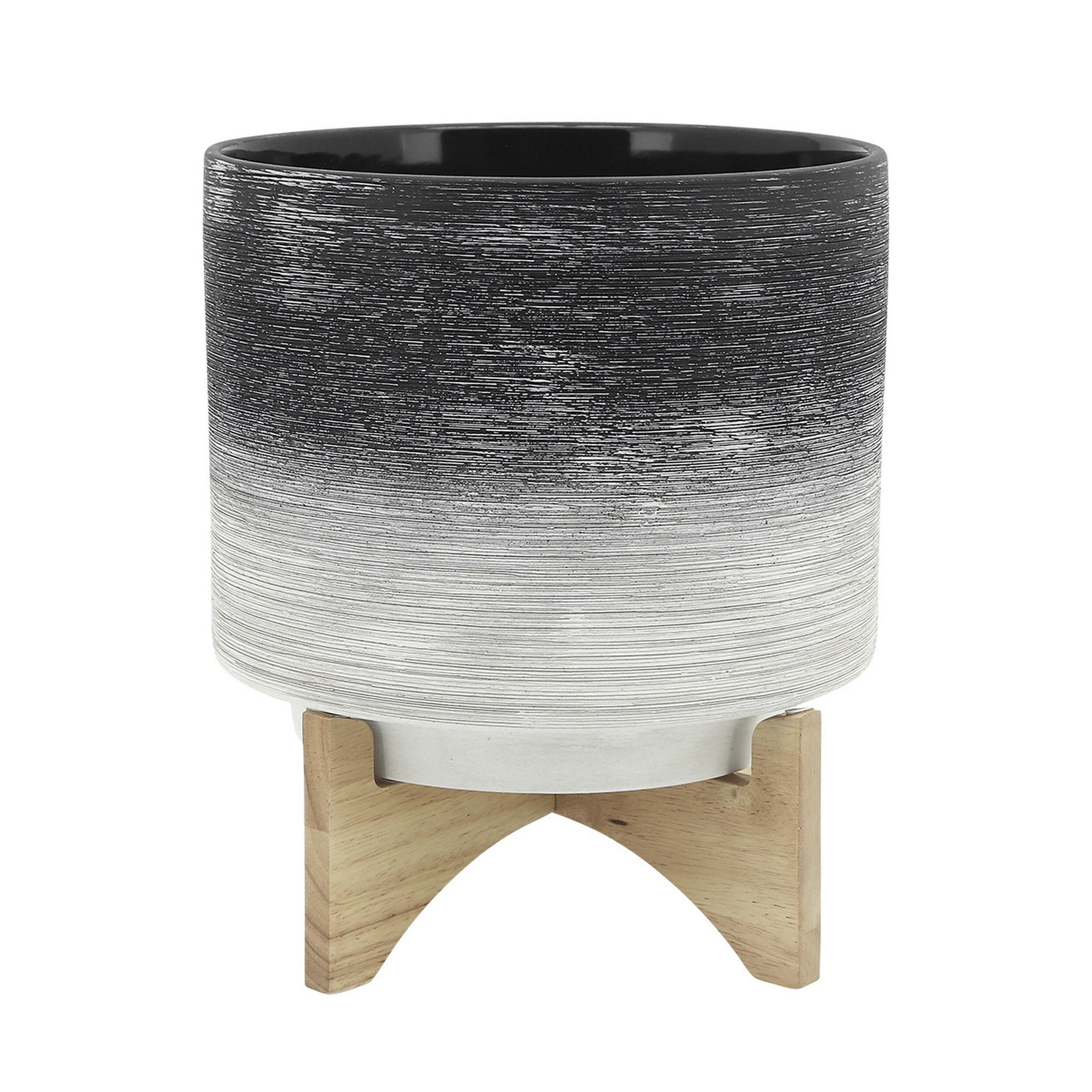 Benzara BM263827 Round 10-in W x 12-in H Gray Ceramic Indoor/Outdoor Planter