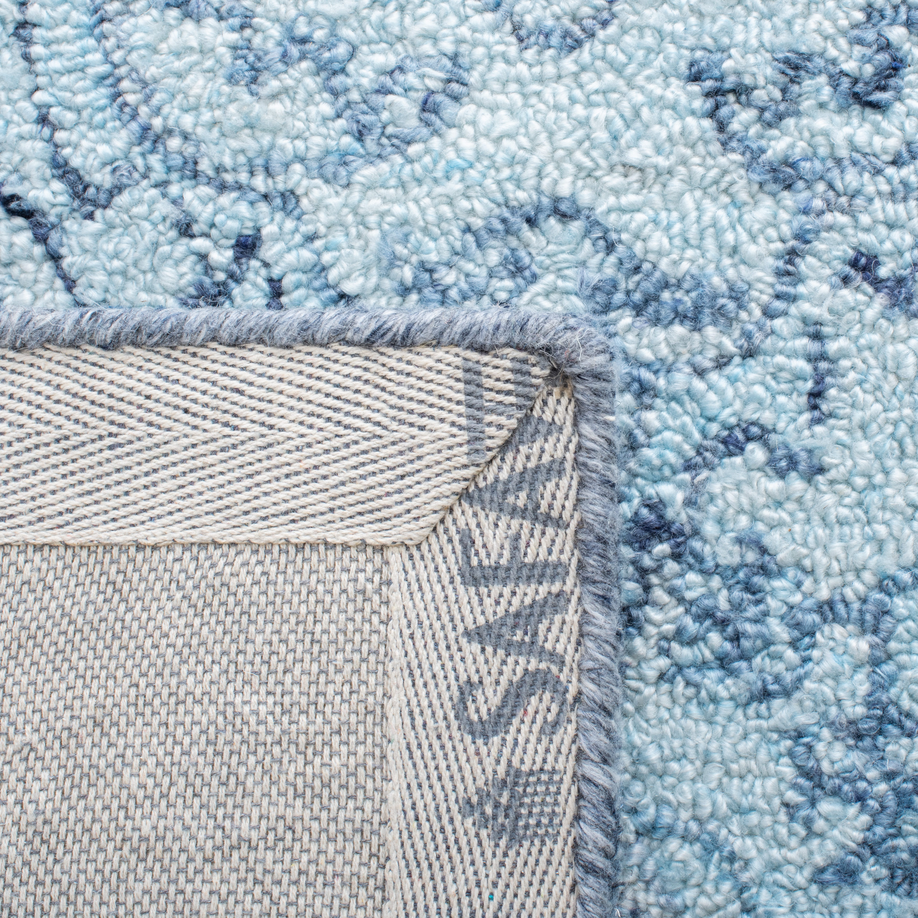 Light Blue Hand-Tufted Wool Square Area Rug, 6 x 6 ft